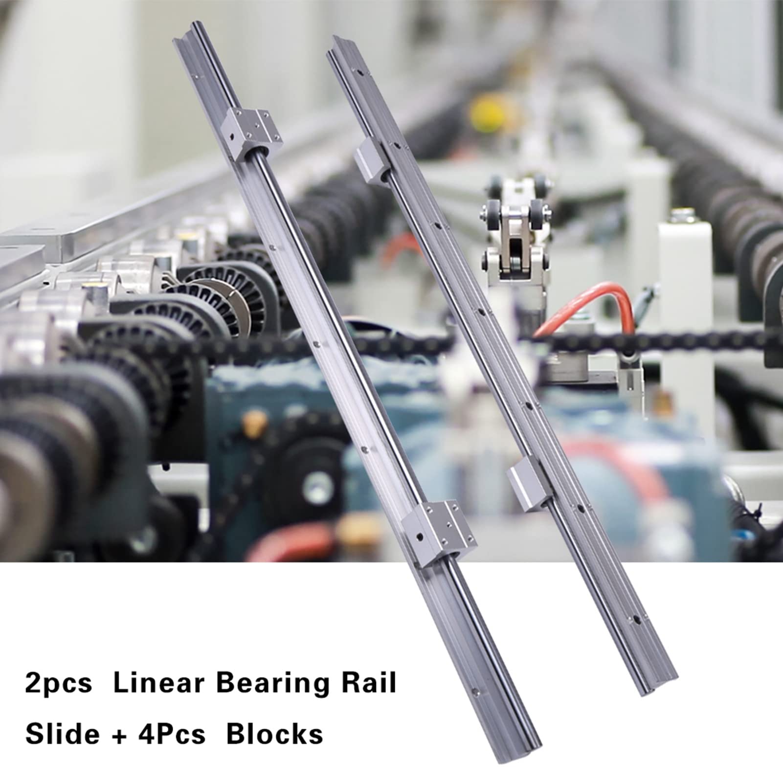 Glissière de Rail Linéaire, Roulement Linéaire, Arbre de Guidage de Glissière de Rail de Roulement Linéaire 2 Pièces SBR12-700mm 12MM Kit CNC 4 Pièces Blocs SBR12UU