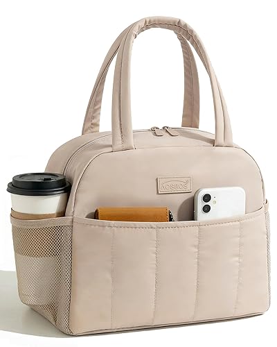 Aosbos Puffer Lunch Bag for Women,Quilted Insulated Lunch Box for