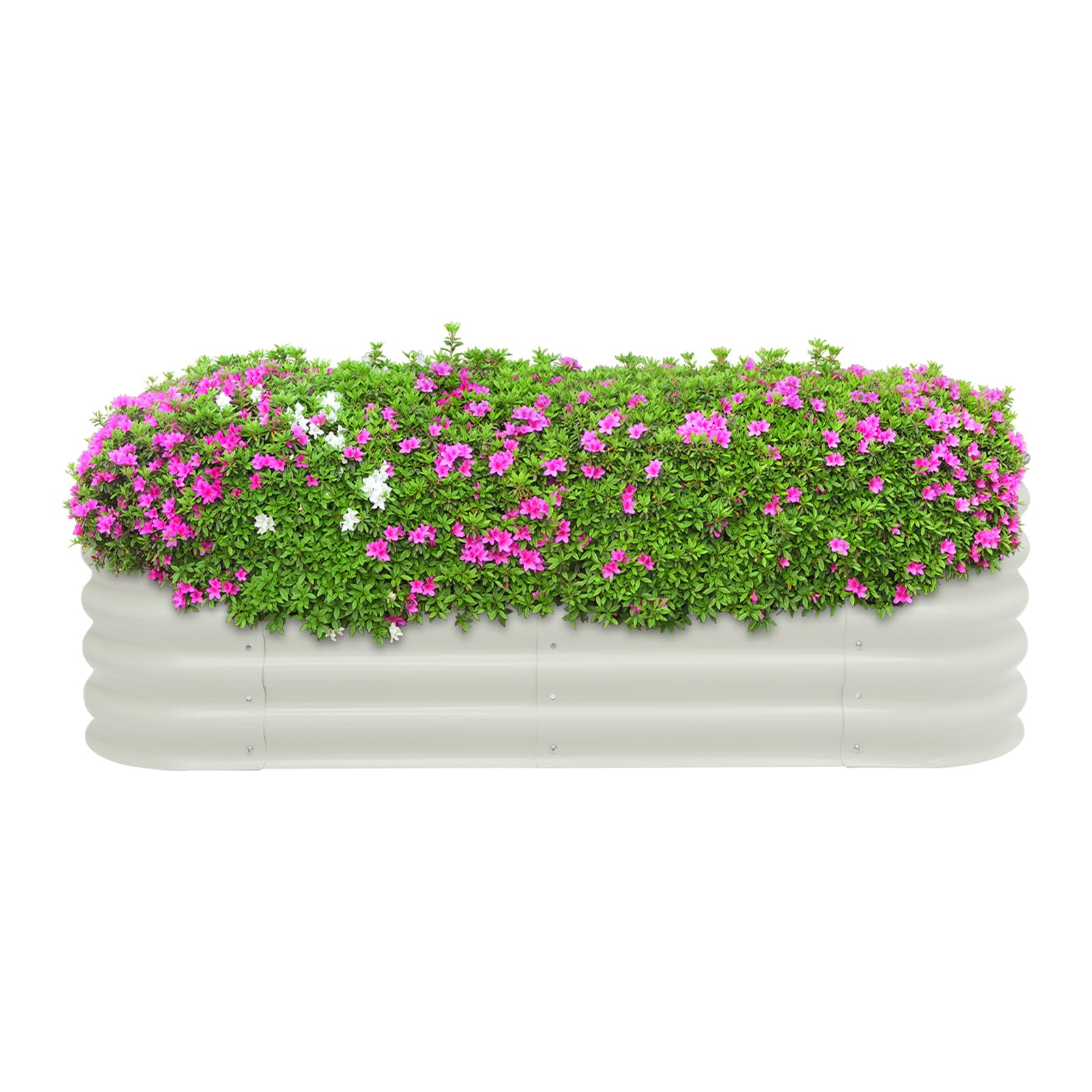 Jardinera elevada, bancal de jardín blanco, rectangular para balcón, terraza y jardín, duradero de acero galvanizado de aluminio, suelo abierto, gran volumen de plantación, con accesorios