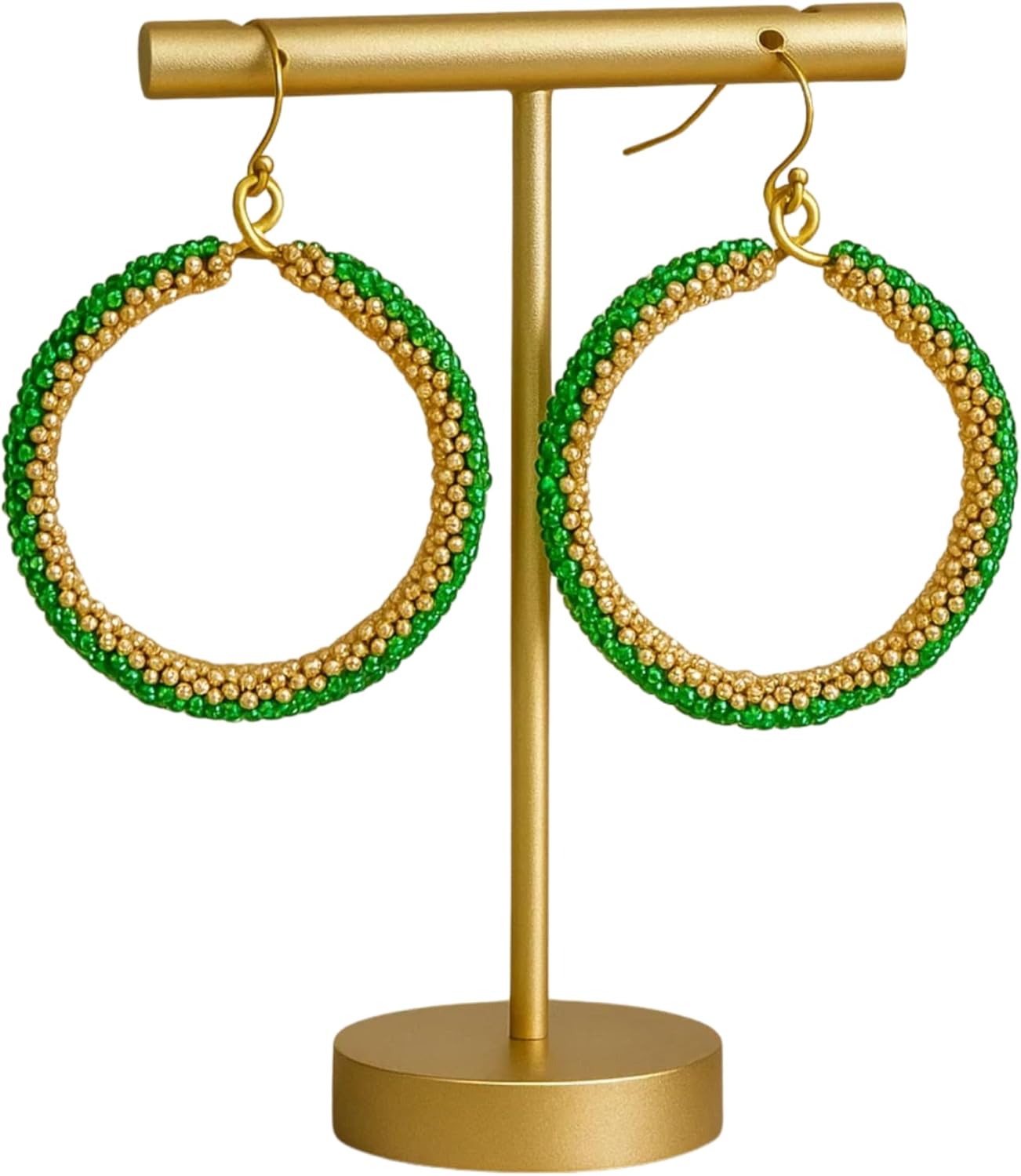 Handmade Bead-Wrapped Hoop Earrings for Women – Boho Statement Dangle Jewelry for Casual Outfits, Parties & Special Occasions