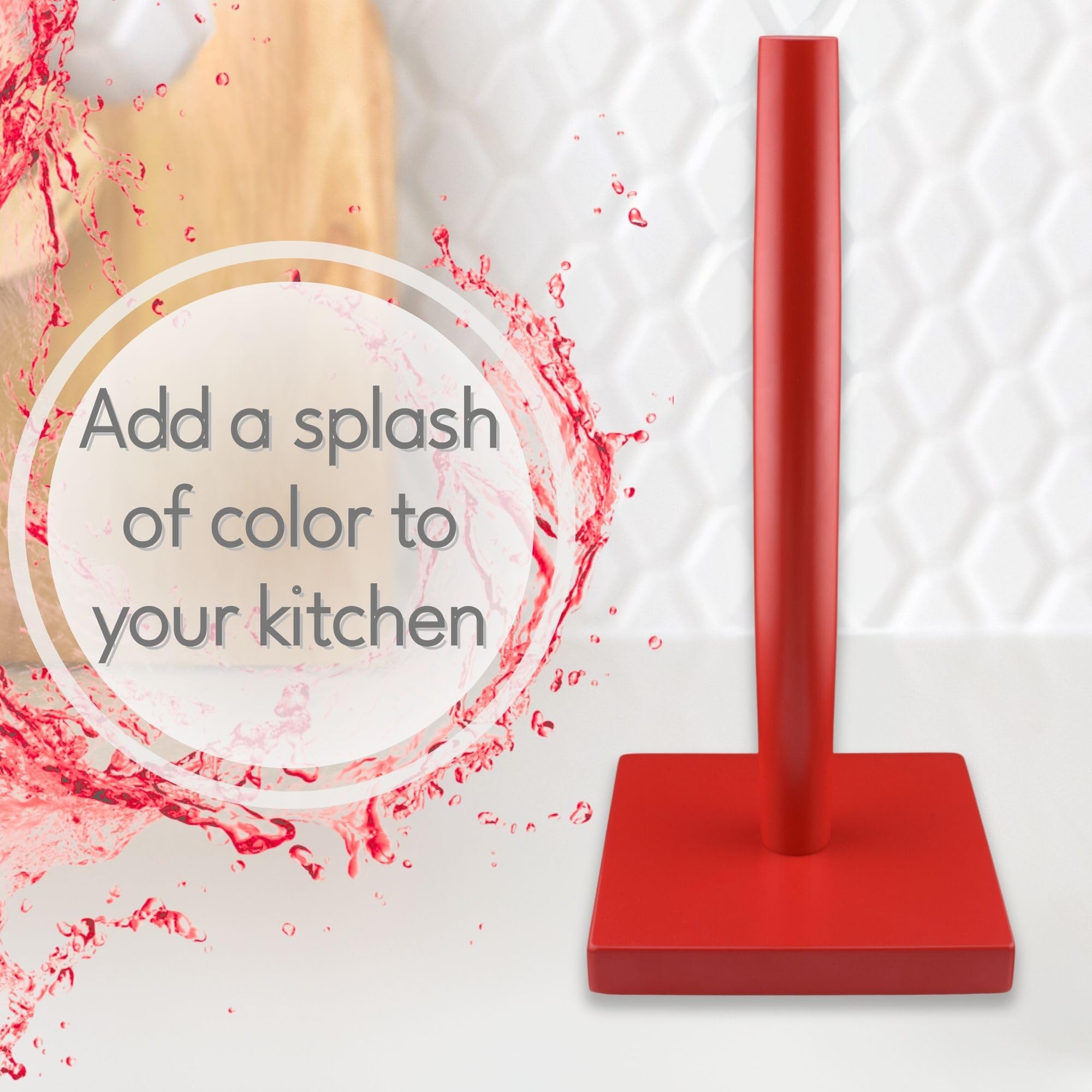 House Perfect Red Paper Towel Holder ?Çô Wood Paper Towel Holder Stand ?Çô Great for Kitchen Counters & Bathrooms ?Çô Suits Paper Towel Rolls & Reusable Kitchen Towels