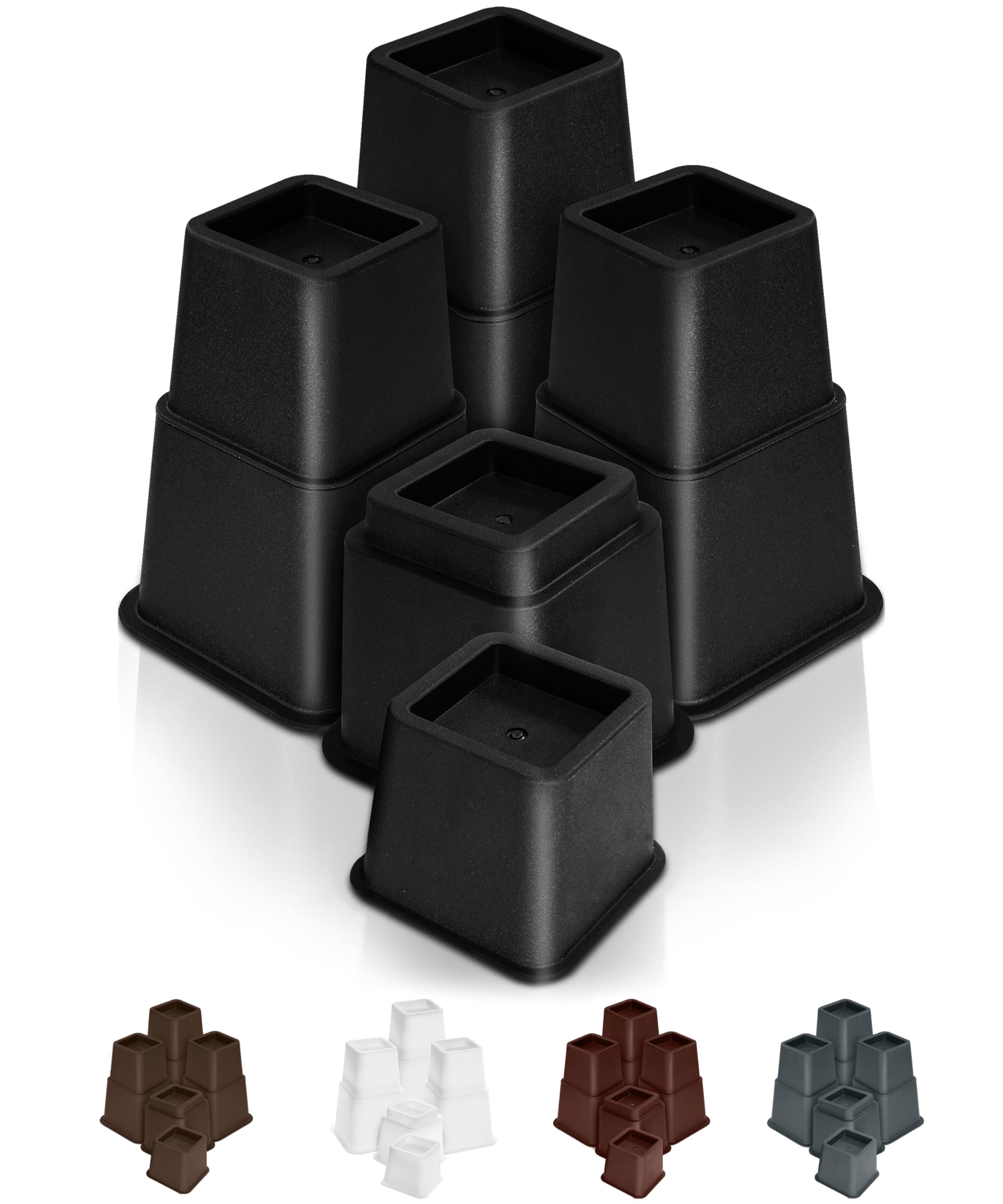 Utopia Bedding - Adjustable Bed Risers 3, 5, 8 Inch – Heavy Duty Furniture Riser Set of 4 for Beds, Couch & Desk – Under Bed Storage & Dorm Room Essential – Supports Up to 1,300 lbs – Black