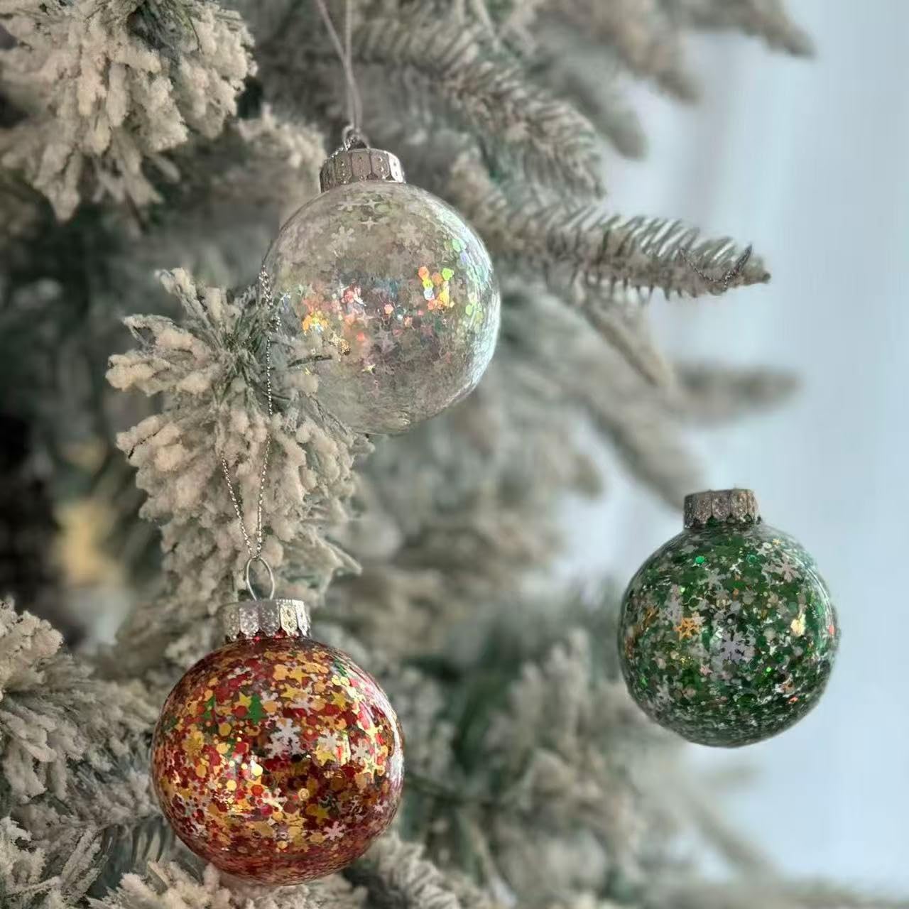 Christmas Ball Ornaments 12 Pack, 2.36inch Clear Glitter Shatterproof Ornaments for Christmas Tree Decorations, Hanging Holiday Decorations for Home, Party, Wedding, Xmas Tree Mixed Colors - Image 6