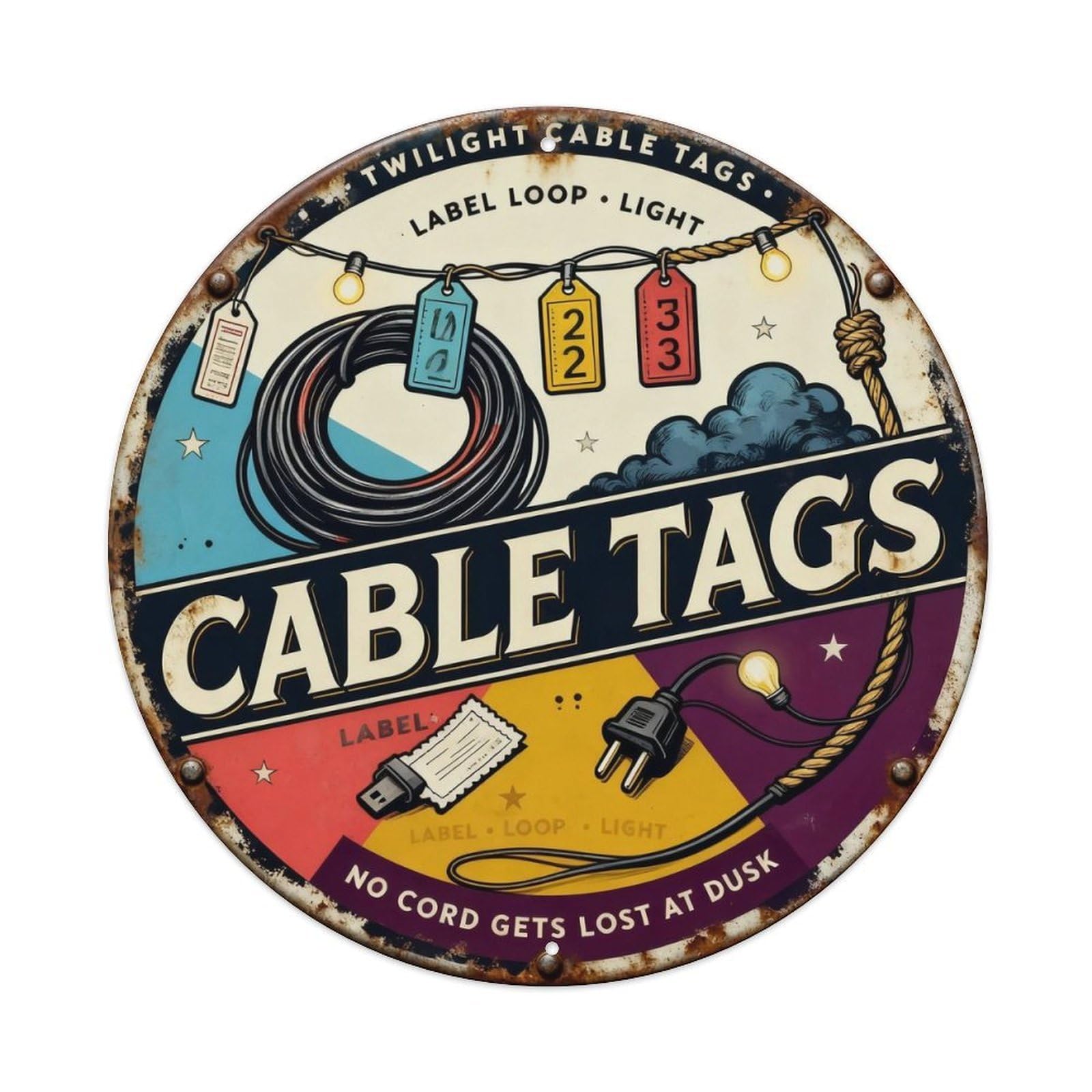 Twilight Cable Tags Sign Metal Tin Sign Plaque