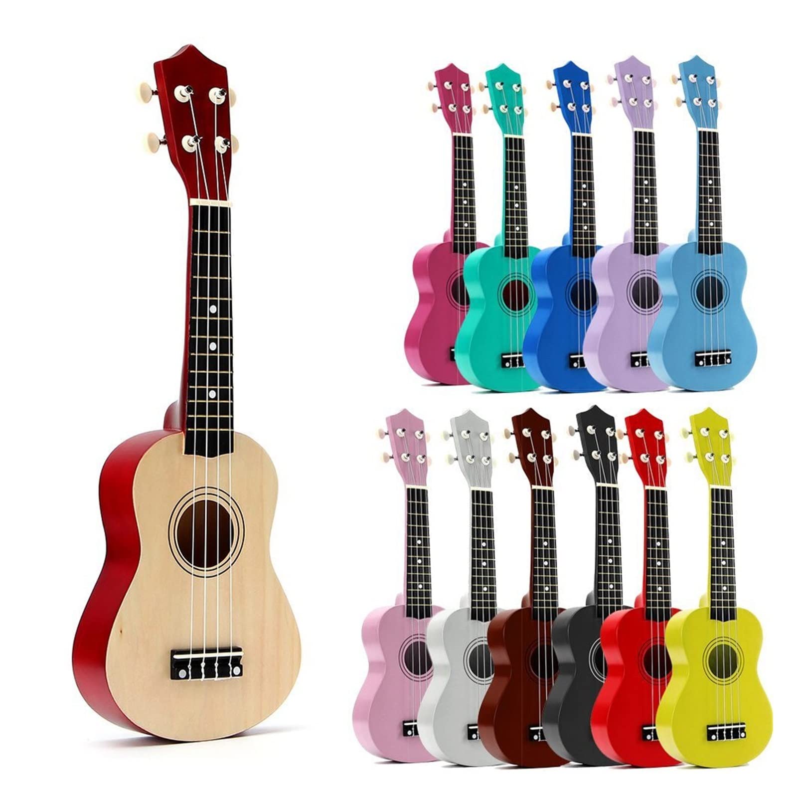 21 -calowa baswood sopran gitara gitara Rosewood 4 struny ukulele gitara gitarowa dla dzieci instrumenty muzyczne (Color : Rose red, Size : 21 inches)