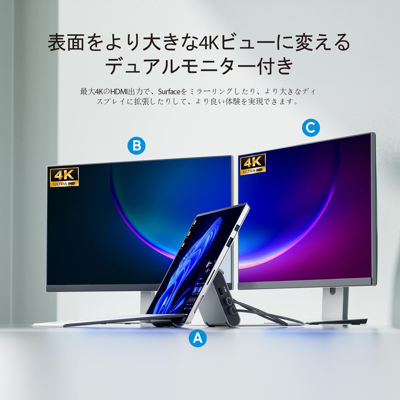 Amazon.co.jp: USB C ドッキングステーション Windows 用、PULWTOP 2