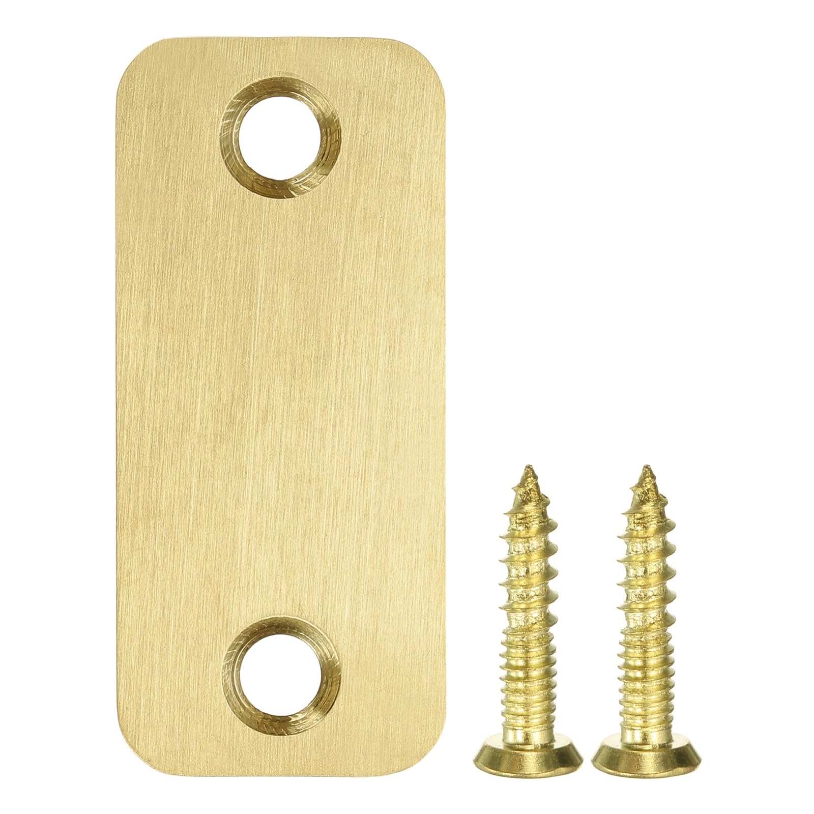 sourcing map Door Strike Plate, 2.24" x 0.98" Stainless Steel Door Hole Deadbolt Blank Cover Plate with 2 Screws for Fixing Wooden Doors, Gold