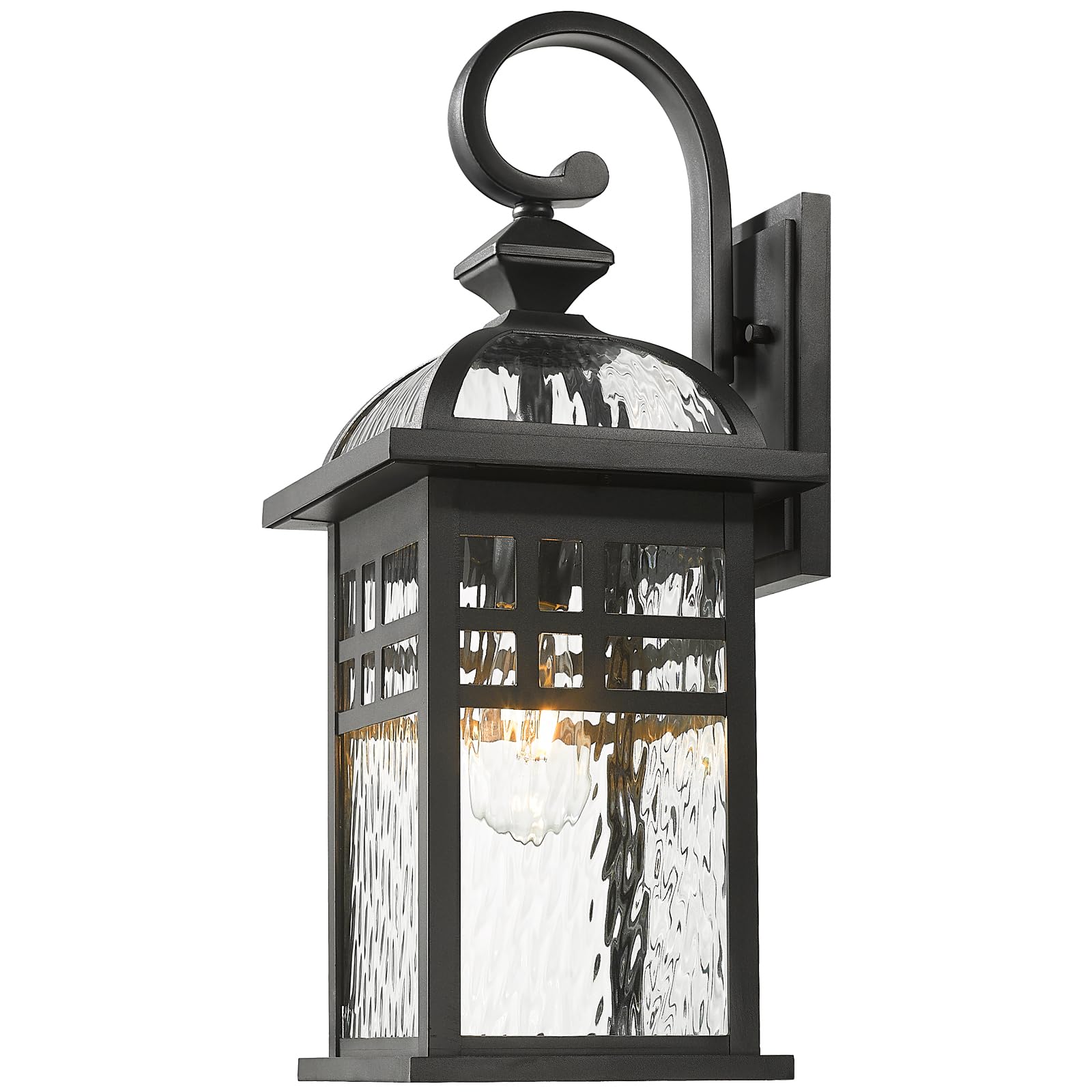 Outdoor Wall Light Exterior Waterproof Wall Sconce Light 22 Inch Height Black Porch Light with Water Ripple Glass E26 Socket
