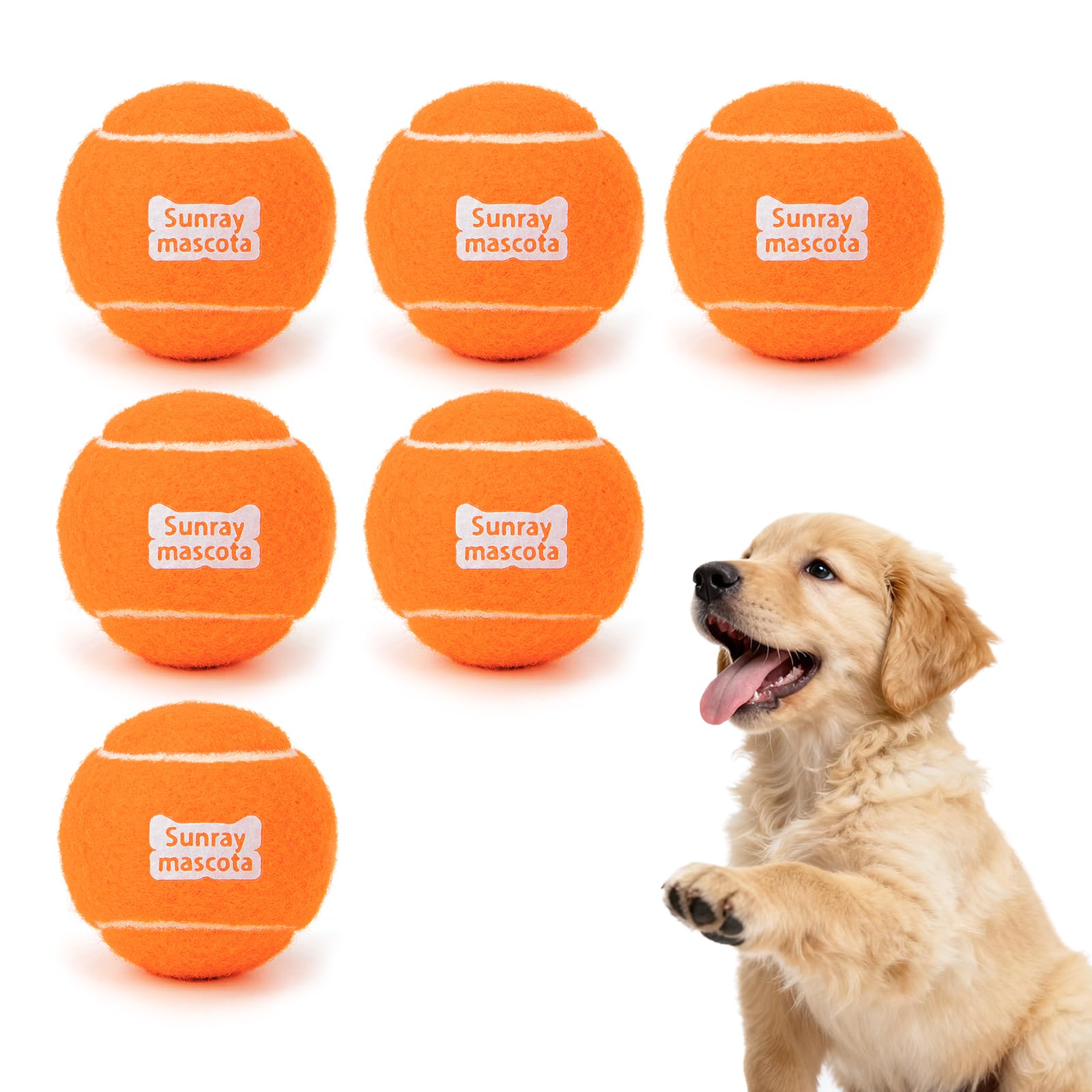 Sunraymascota 6-Pack Tennis Balls for Dogs Fetch Toys,for Beginner Practice