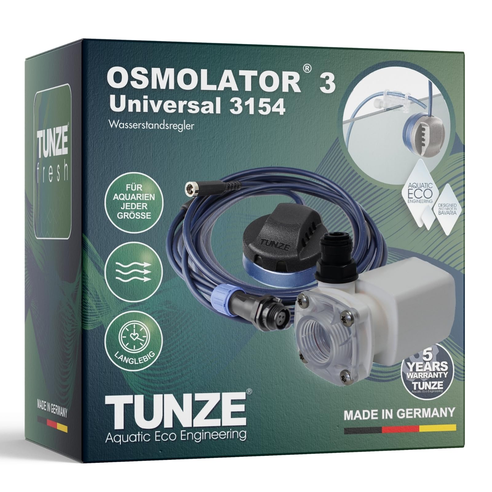 Tunze Osmolateur 3 Universel 3154 I Régulateur de niveau d'eau pour aquariums d'eau douce I Capteur de sécurité I Pompe doseuse avec capteur de régulation optique et support magnétique