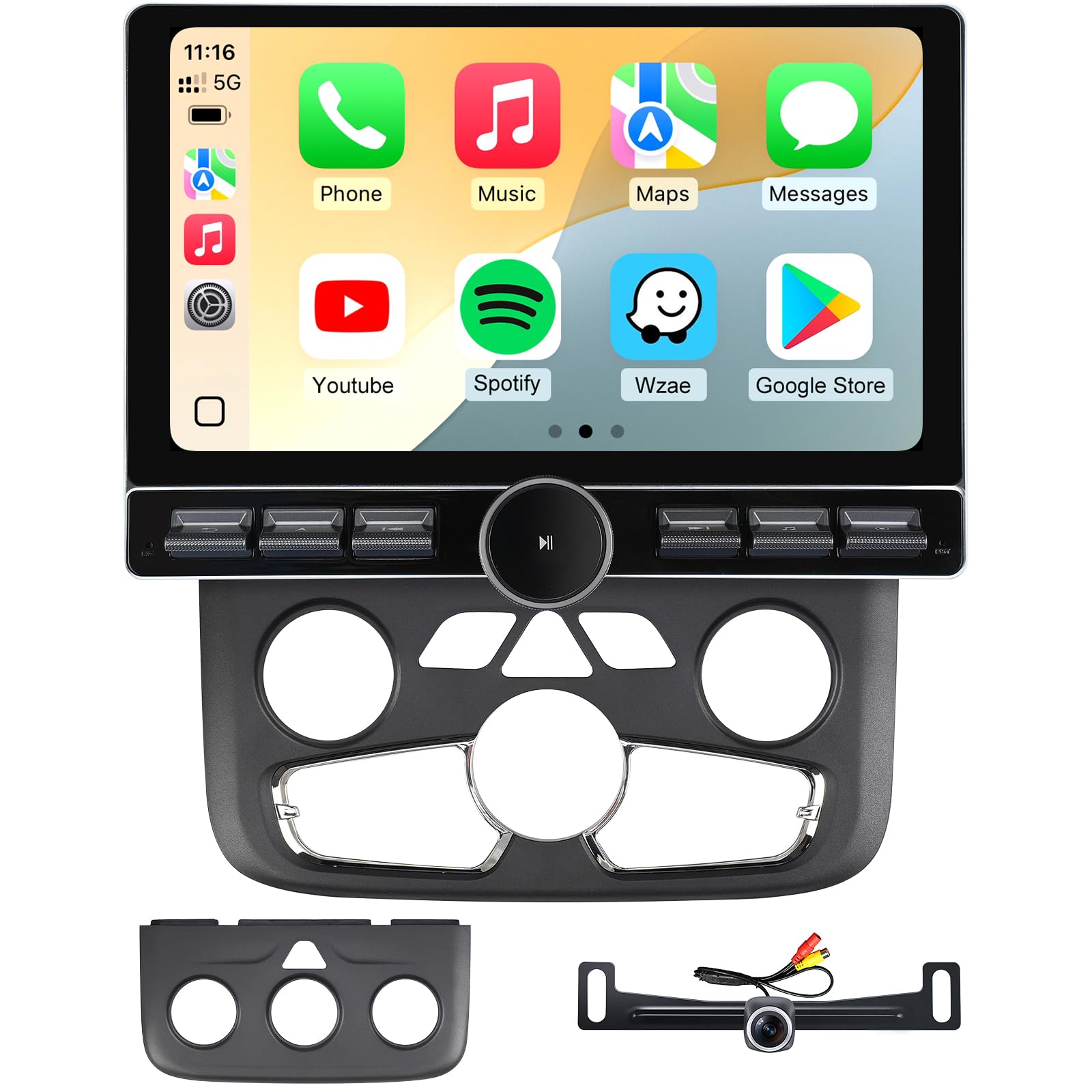 10 inch Touchscreen Car Stereo Radio for Dodge Ram 1500 2500 3500 2013-2018(Manual Auto AC) 2019-2024 Classic Replacement Dash Kit w/Wired Wireless CarPlay Android Auto DSP GPS Navigation(2GB+64GB)