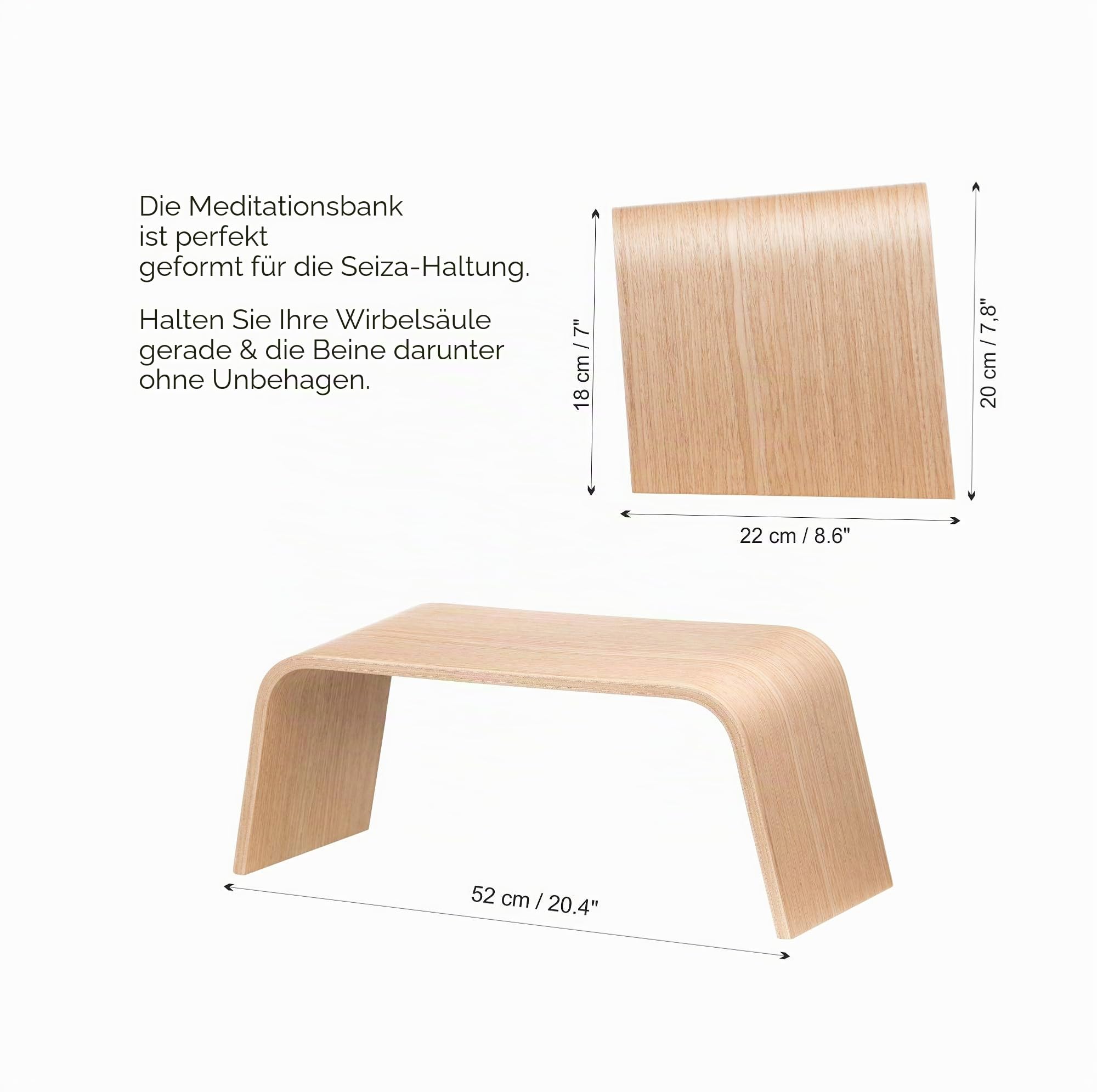 Robuste Holzbank von Valiai, geeignet für Teezeremonien, Yoga, Seiza-Pose, Meditation für Anfänger, Gebetsbank und gesunde aufrechte Haltung – Holzbank