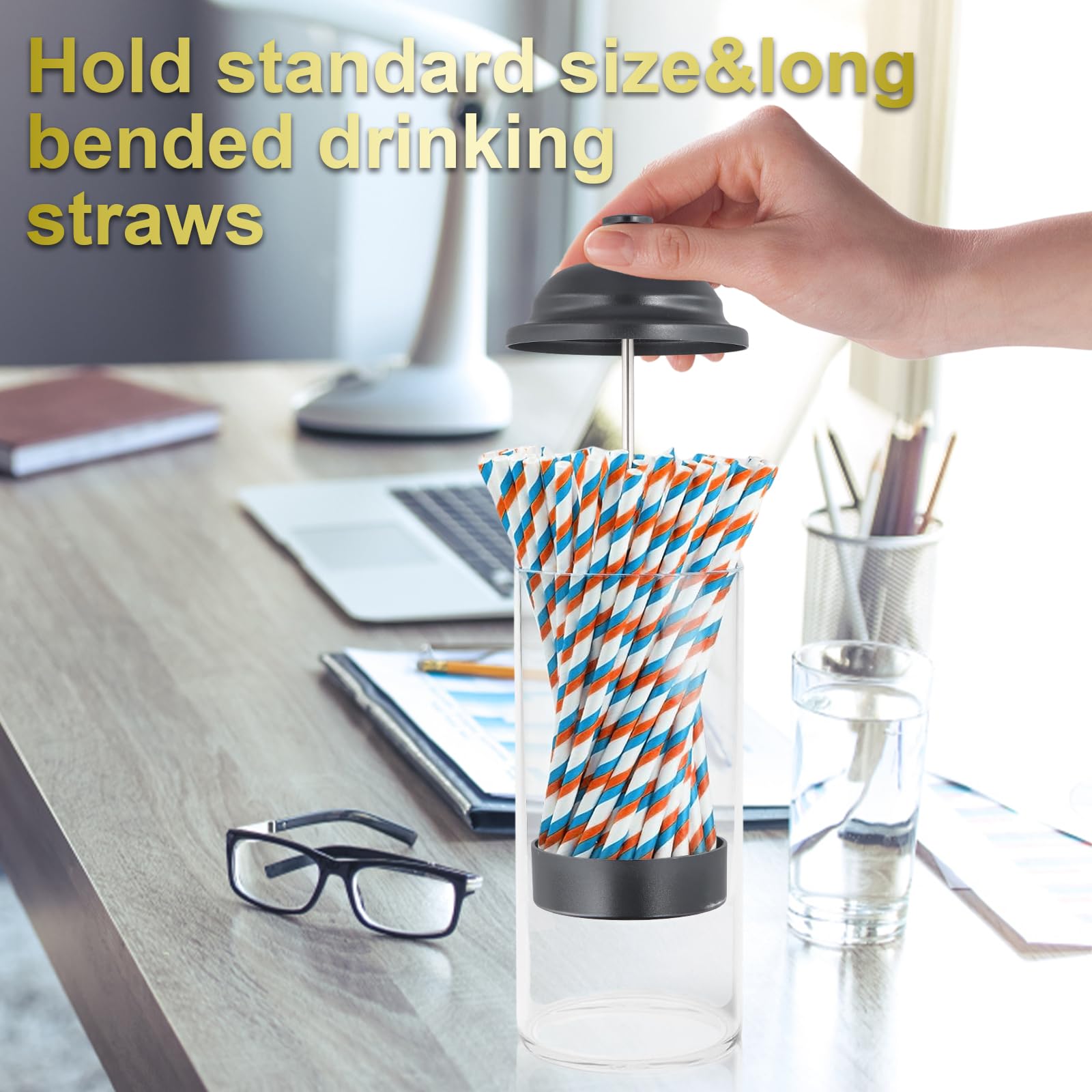 Distributeur De Pailles Dewocke Transparent Avec Couvercle - Style Rétro, Pour Bar, Cuisine Ou Fête