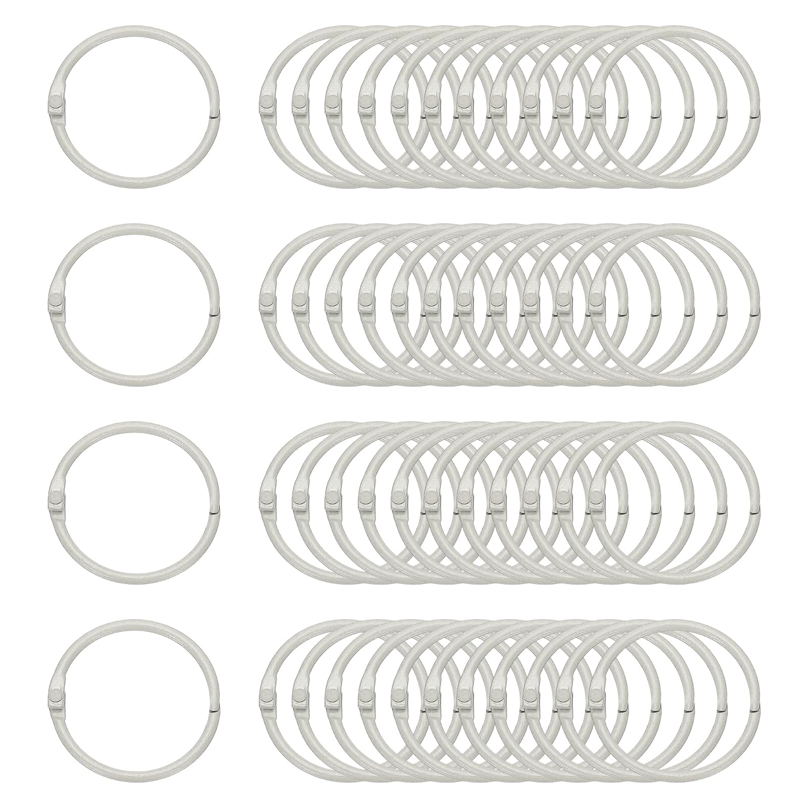 PATIKIL 48Pcs Loose Leaf Binder Rings, 1.78 Inch Metal Open Card Rings Heavy Duty Book Rings for Key Index Card Rings Paper Rings Office, Gray