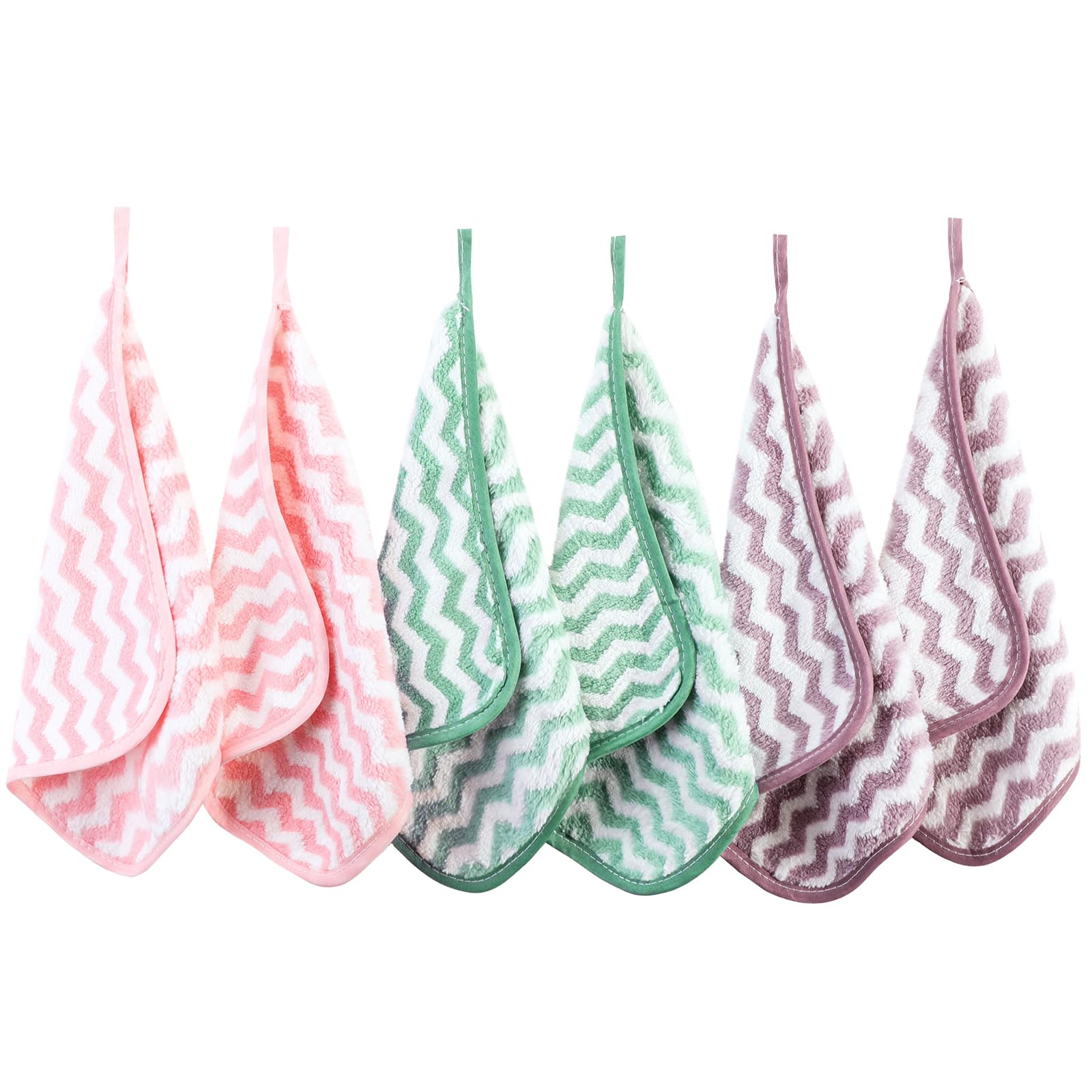 – Flannel Face Cloth Pack 6, Reusable Microfibre Face Cloth, Makeup Remover Cloth Cleansing Cloths for Face, Microfibre Soft Facecloths Flannels Cleanser Towel - Washable (8 x 8in, Stripe)