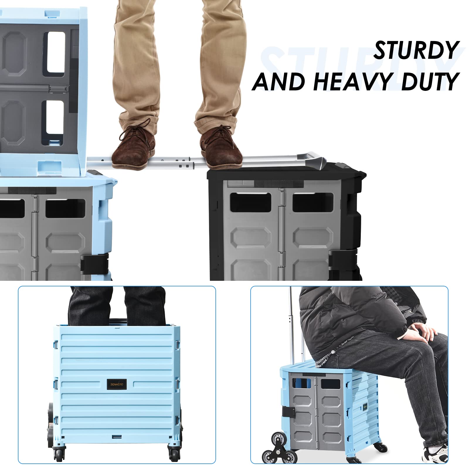 Buy Foldable Utility Cart with Wheels, Stair Climbing Collapsible