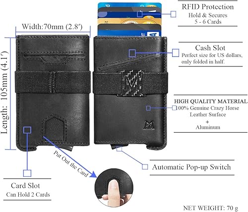 Miniatura 3 de Soporte para tarjetas de crédito, cartera minimalista con bloqueo RFID, funda para tarjetas emergentes, personalizado para hombres, papá y padre