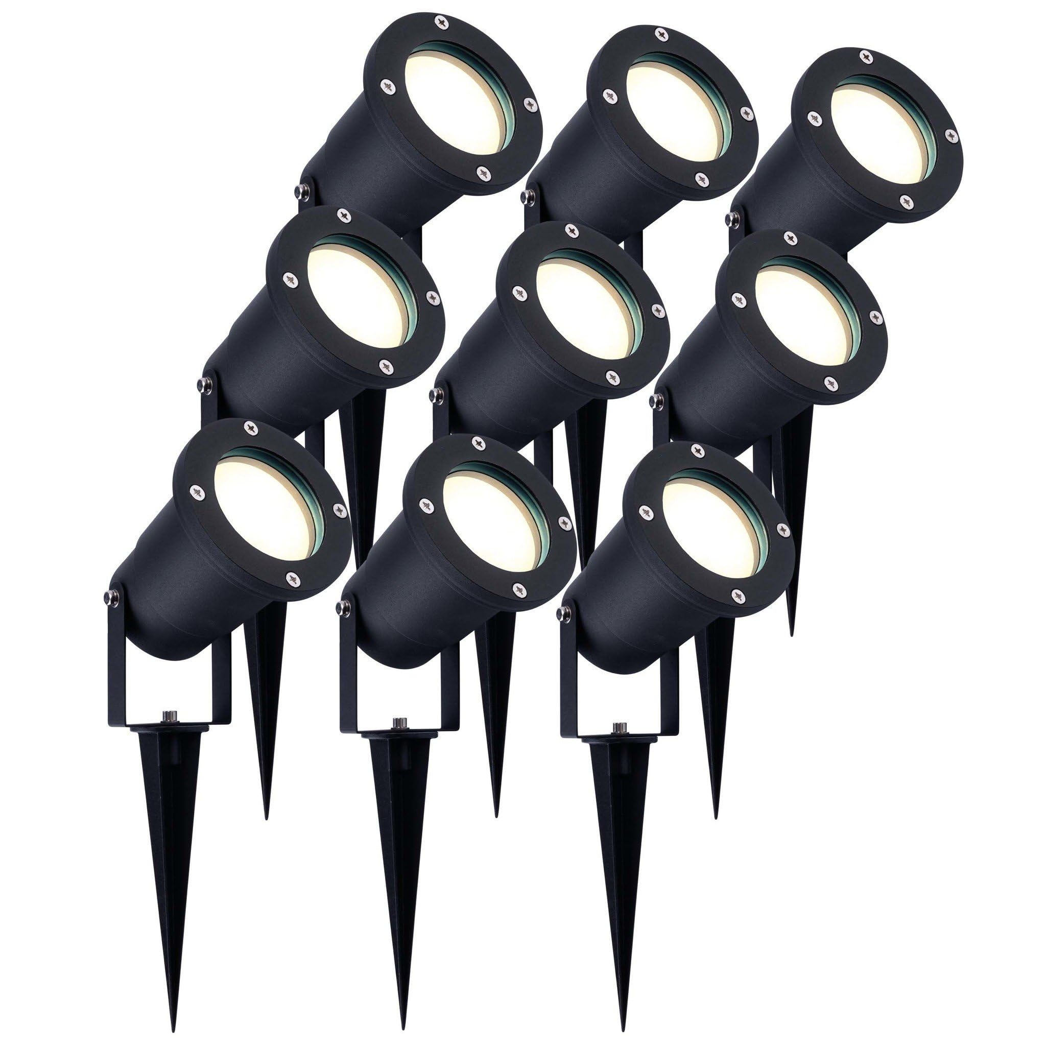 Ledvion Lot de 9 LED Extérieur Spot IP65 3W 4000K GU10 dimmable piquet | Pour jardin terrasse allee entree massifs et eclairage exterieur decoratif
