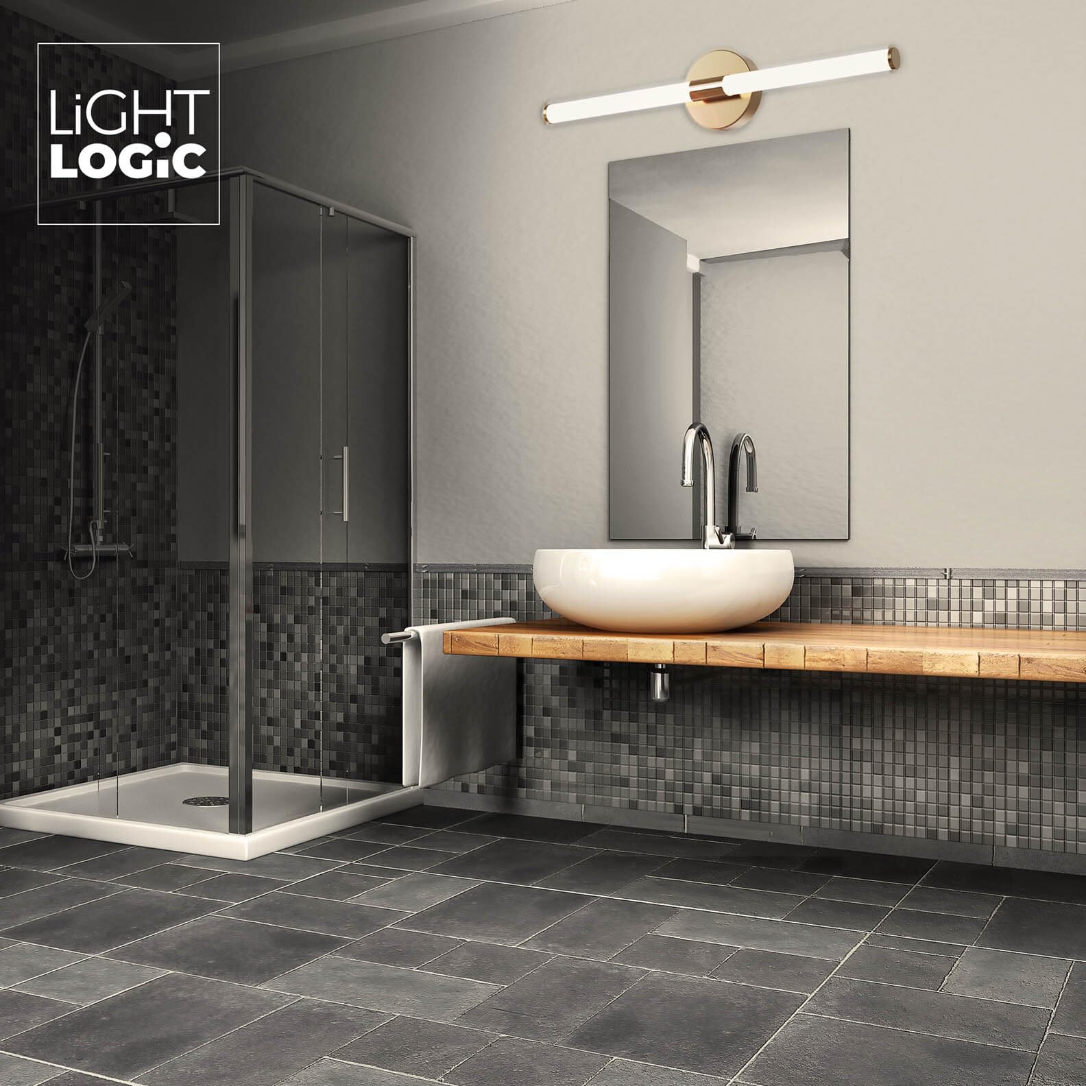 Applique miroir LED salle de bain or 60 cm – 8W – IP44 – Éclairage uniforme au-dessus du miroir – Finition dorée (seule couleur)