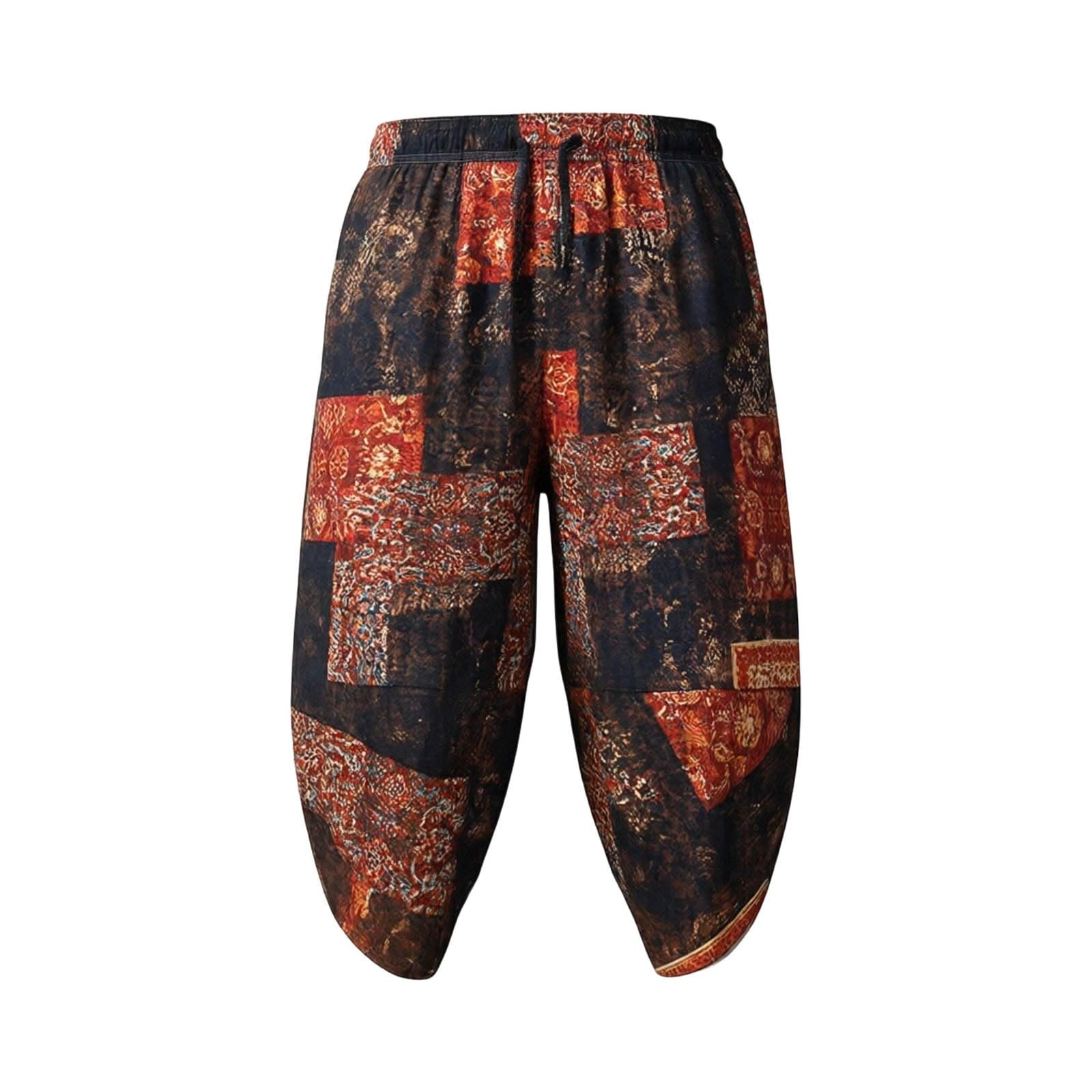Pantalones de chándal para hombre, transpirables, pantalones harén, pantalones de lino, pierna ancha, cintura elástica, pantalones de ocio, pantalones deportivos con cordón, puños ajustados