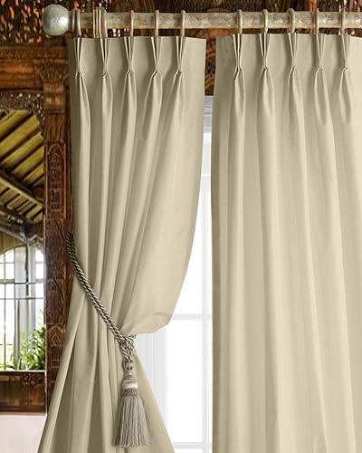 Cortinas opacas plisadas de triple pellizco, con aislamiento térmico, para oscurecer la habitación, cortinas para dormitorio o sala de estar junto