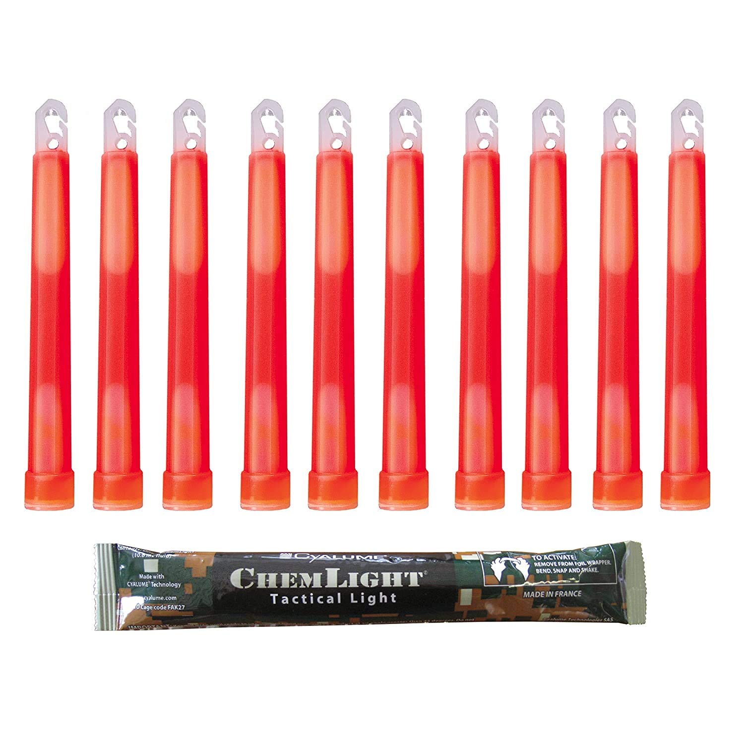 Cyalume ChemLight Lightsticks - Bastone luminoso rosso militare, 15 cm, con luce molto luminosa con durata di 12 ore (20), qualità militare, conforme Reach