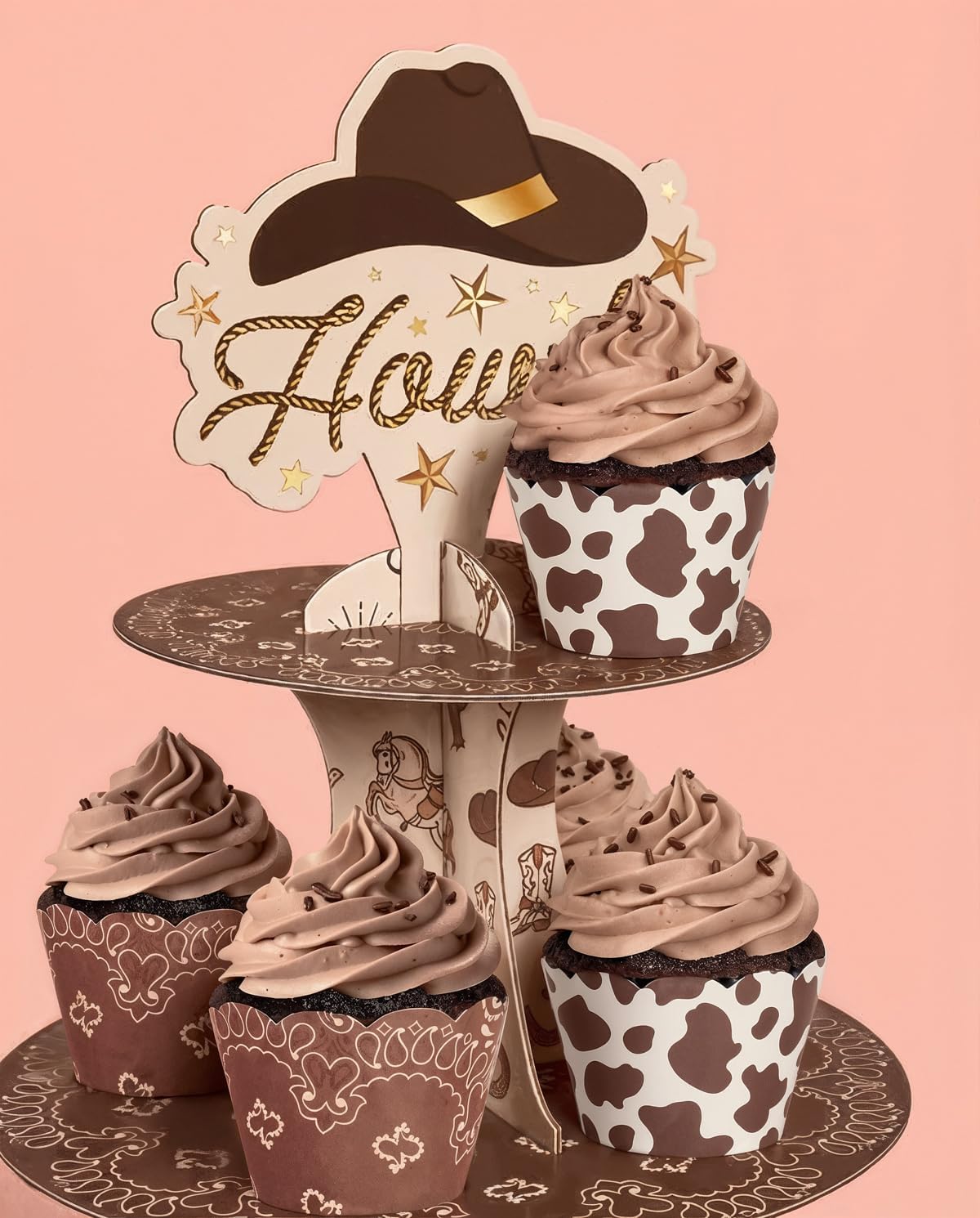 xo, Fetti Western Cupcake Stand - 3 tiers | Cowboy Party, Birthday Decorations, Cupcake Tower, Western Theme, Howdy Party, Rodeo Birthday