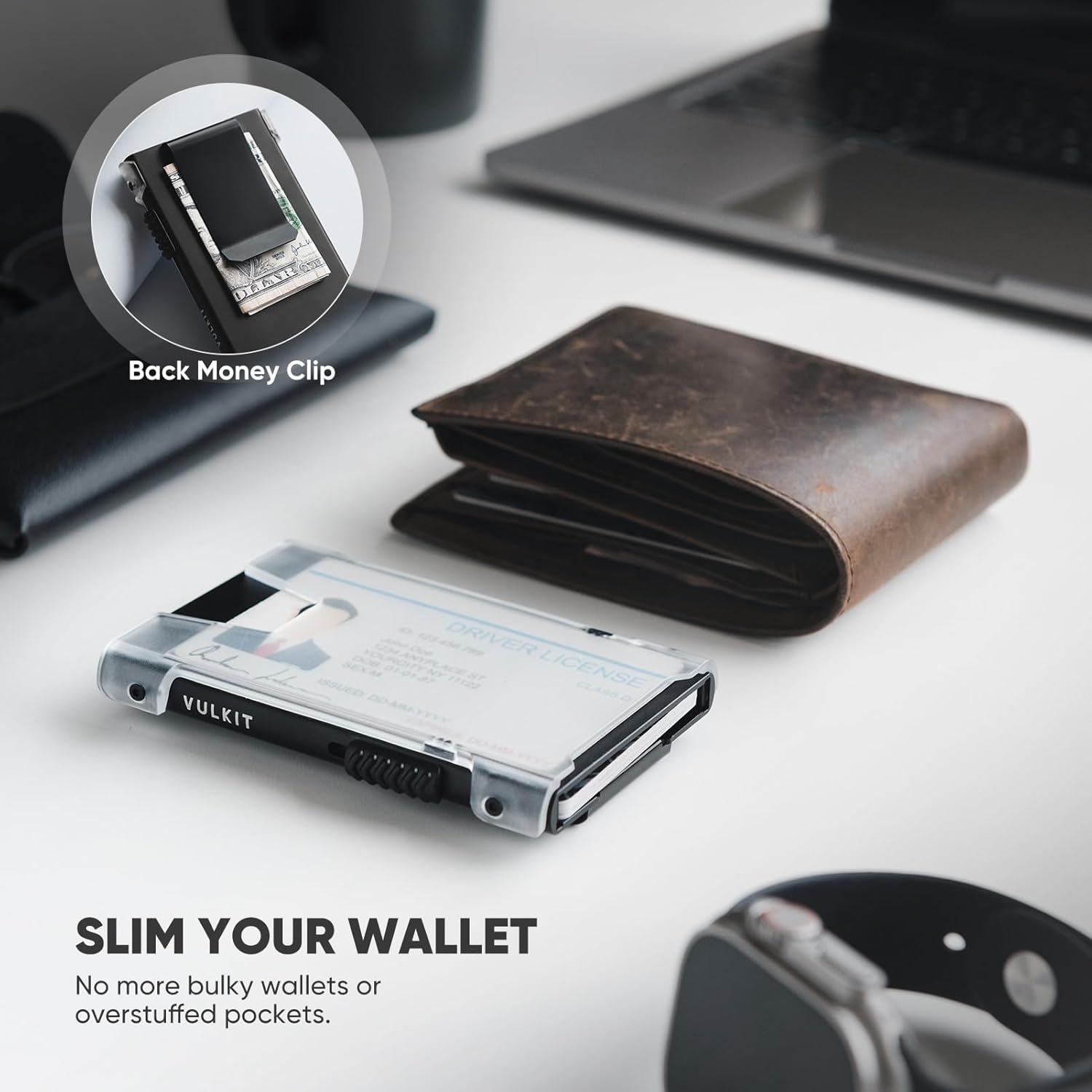 VULKIT Minimalist Wallet for Men, Pop Up Slim RFID Blocking Card Wallet, Metal RFID Credit Card Holder for Men, Aluminum Cardholder With ID Window, Thin Mens Wallet For Cards, Compact, Cool - Image 3