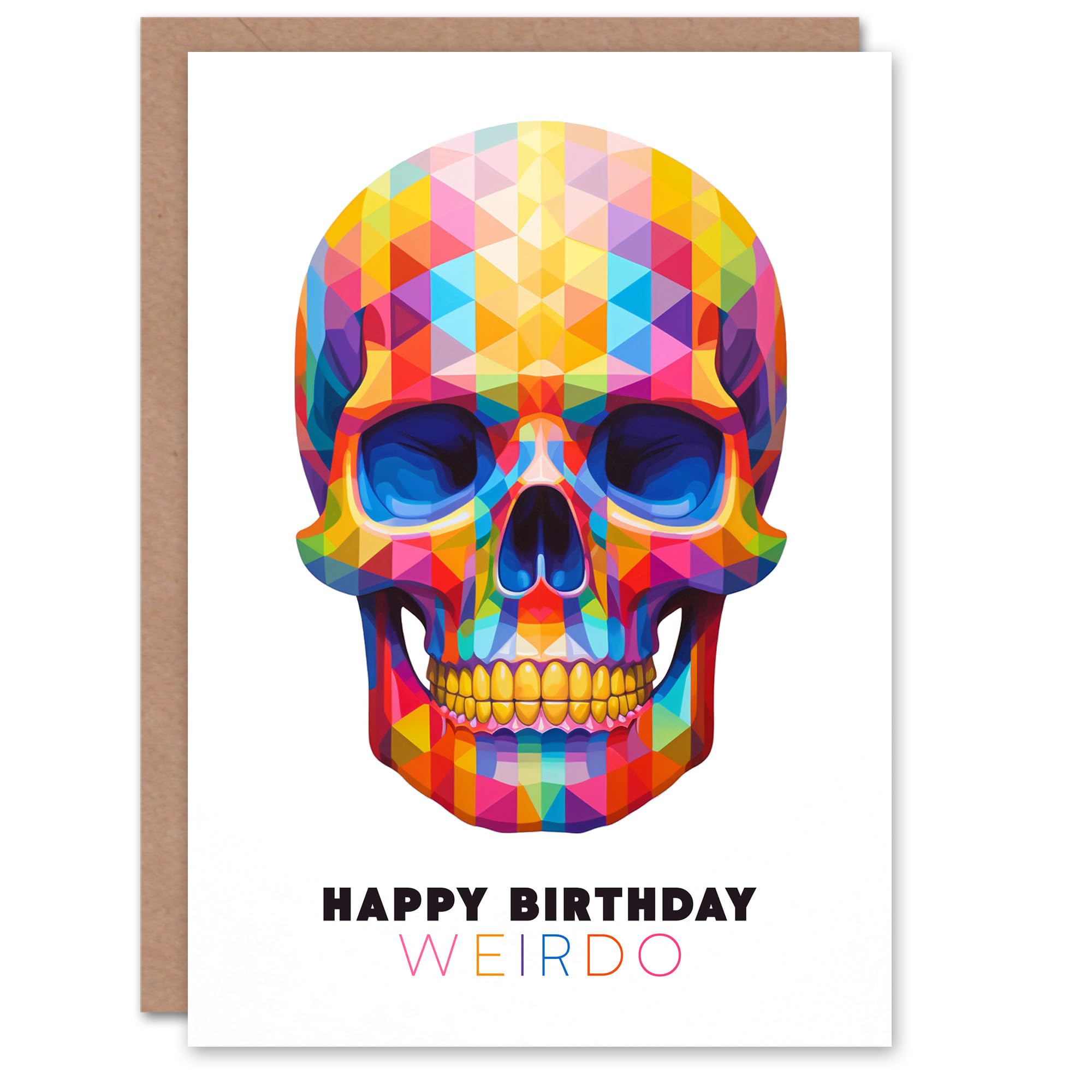 Artery8 - Greeting Card - Colourful Polygonal Skull - For Him Her