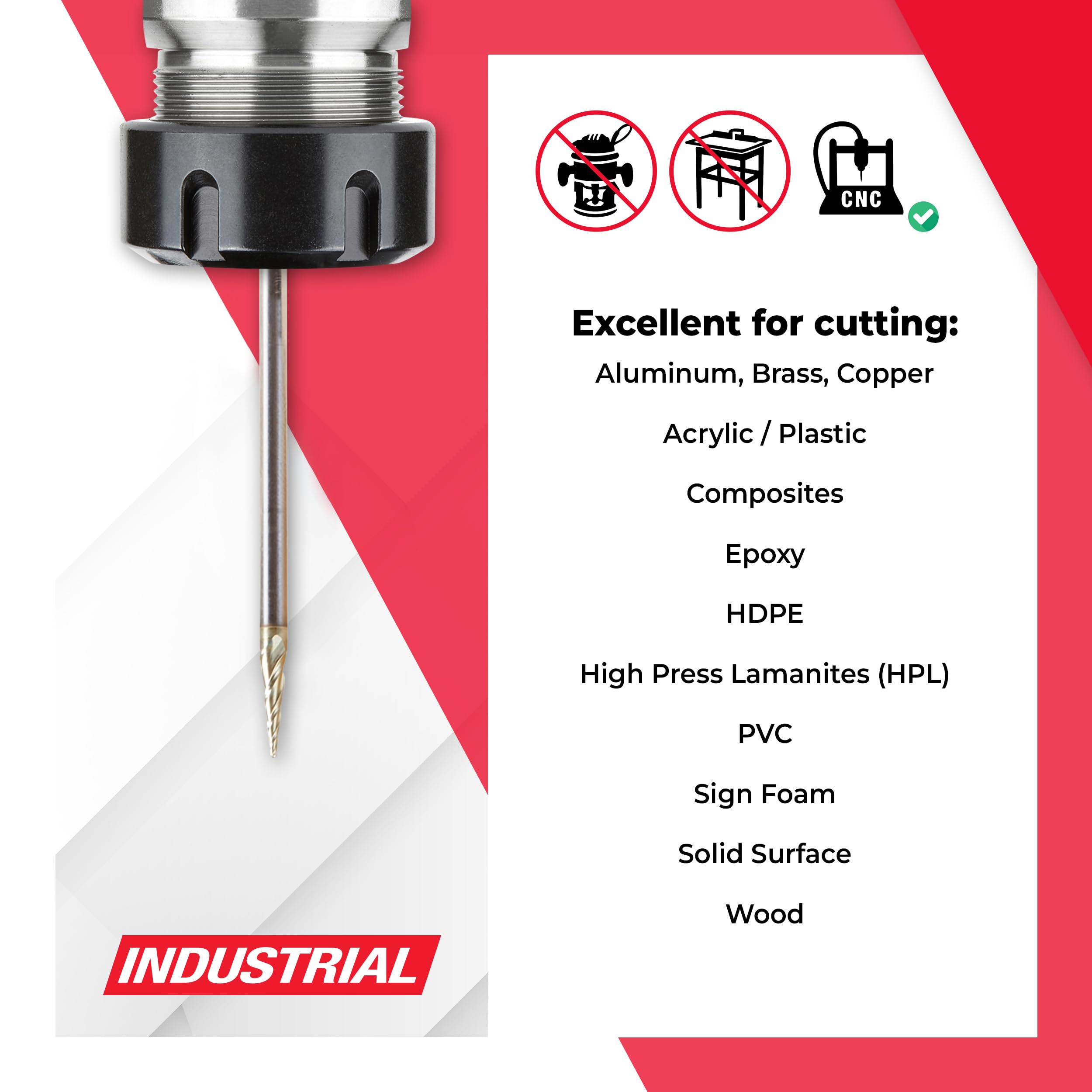 Amana Tool Up Cut Spiral CNC Router Bits for 2D/3D Carving