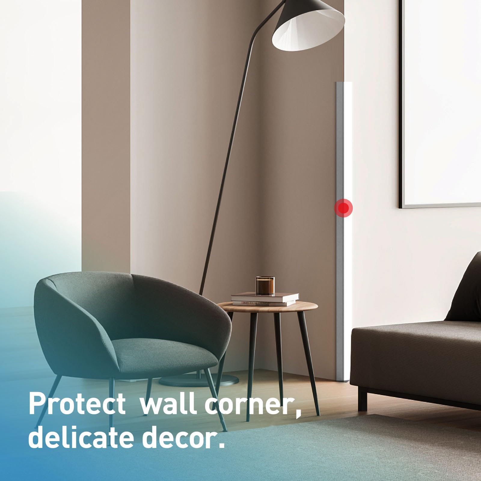 FCSOTSPS Wall Corner Protector, 2 PCS 1.58'' W x 35''L, Self Adhesive White Wall Corner Guard, Wall Edge Protector for Wall,Furniture Corner Edge Safety Bumpers