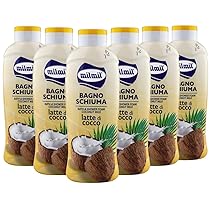 Milmil Bagno Schiuma, Fragranza Latte di Cocco, Dermatologicamente Testato PH Fisiologico – 6 x 1000 ML