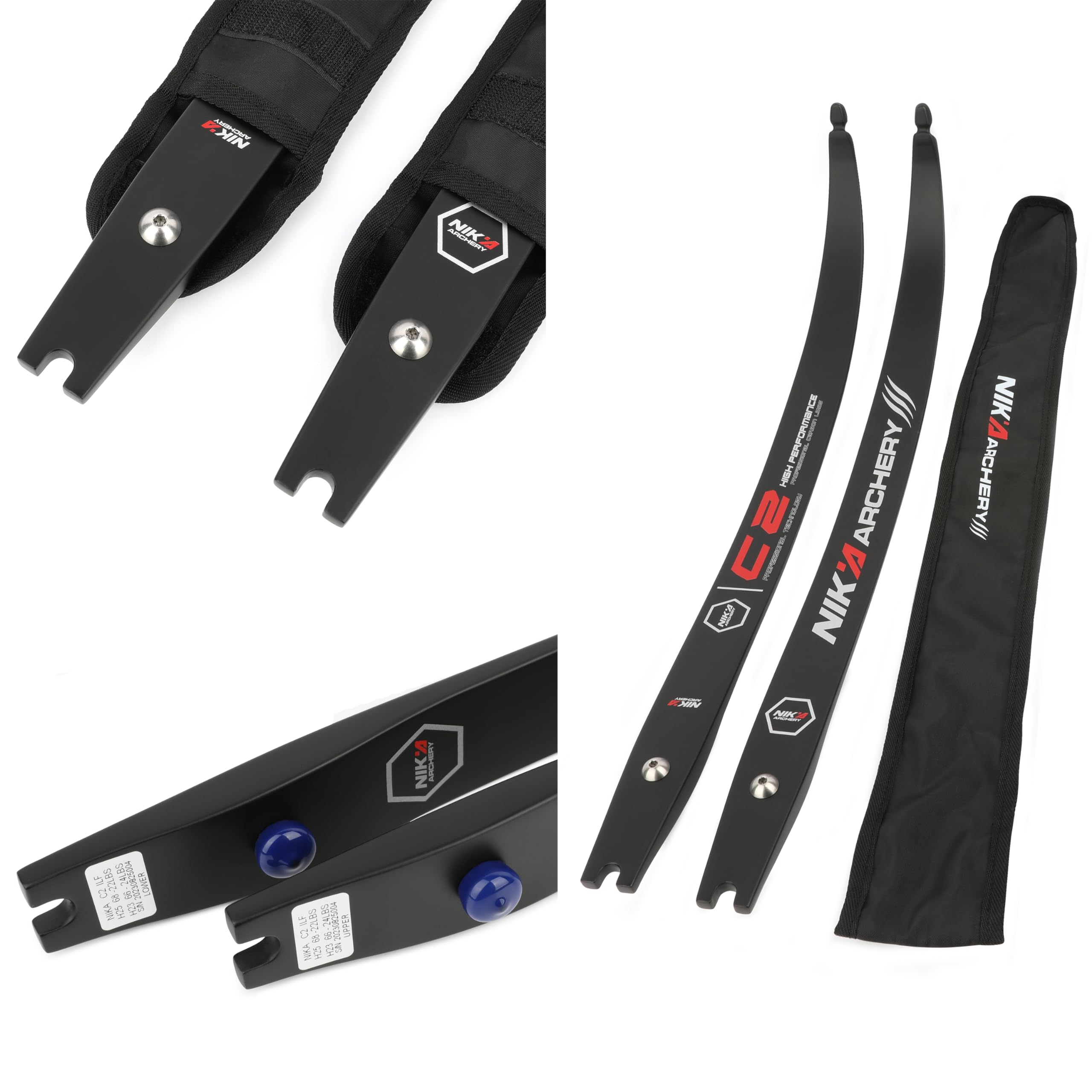 Arti per arco ricurvo Takedown H25-68" Arco ricurvo da competizione 12-50 lb Arco ricurvo bersaglio interfaccia ILF flettenti arco ricurvo per pratica di tiro a caccia