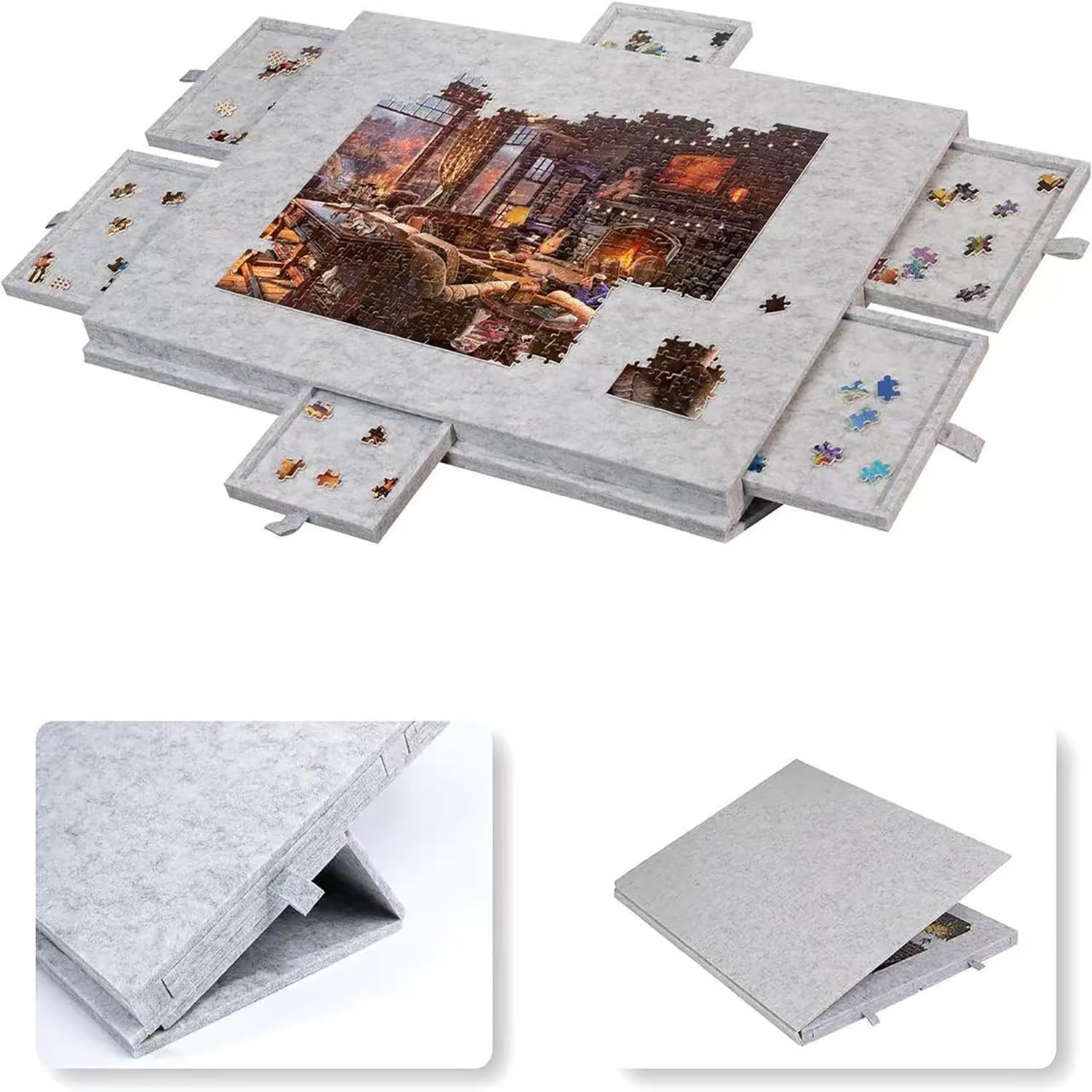 Tavoletta per puzzle pieghevole, portaoggetti a 6 cassetti e supporto