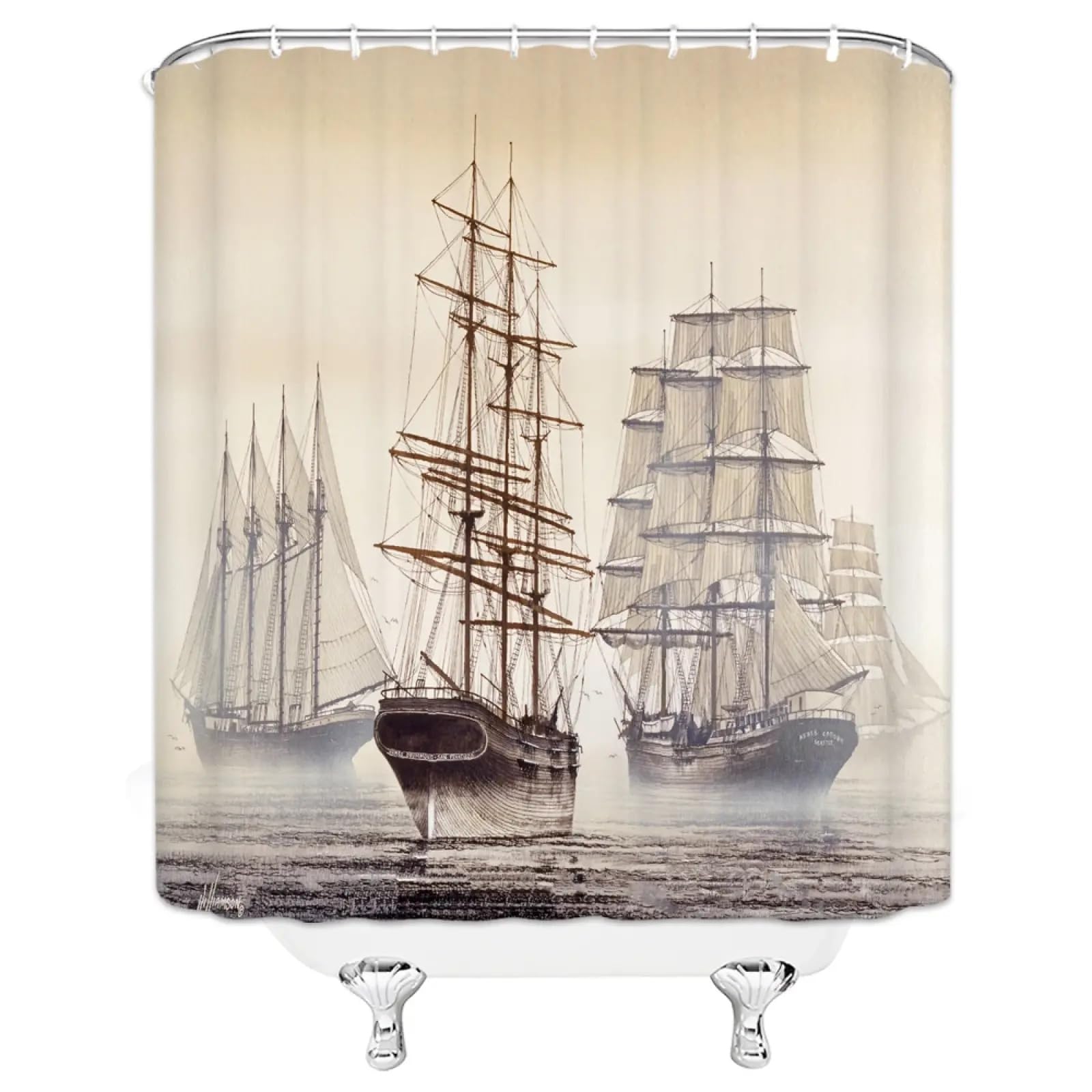 Rideau de douche imperméable imprimé 3D rétro européen avec tissu polyester lavable
