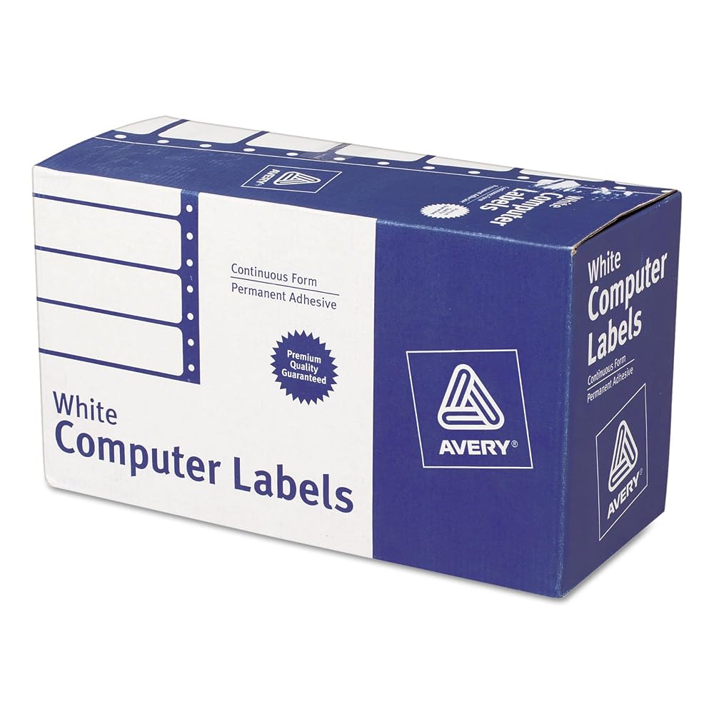 Dot Matrix Printer Mailing Labels, Pin-Fed Printers, 1.94 x 4, White, 5,000/Box