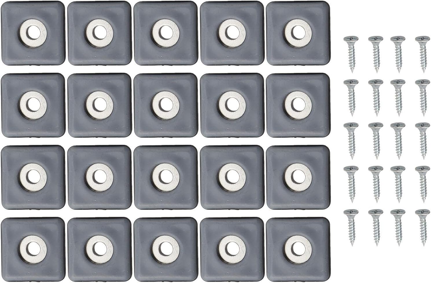 20 Pack PTFE Furniture Sliders Hardwood and Carpet Floors, Heavy Duty Gliders with Screws to Move Sofa Bed Table Chairs, Install Floor Protectors in Gray, 25mm 30mm 40mm Sizes Included(25mm)
