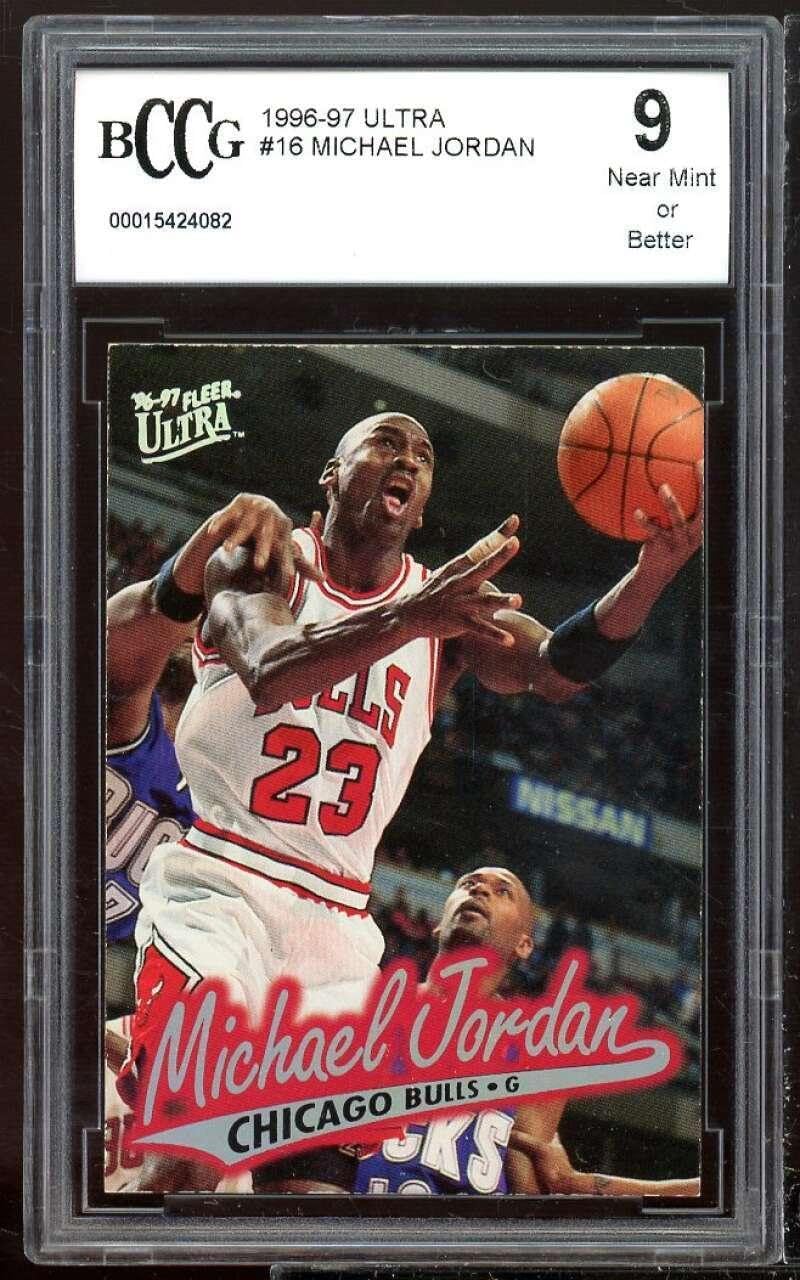 1996-97 Ultra #16 Michael Jordan Card BCCG 9 Near Mint+ - Unsigned Basketball Cards