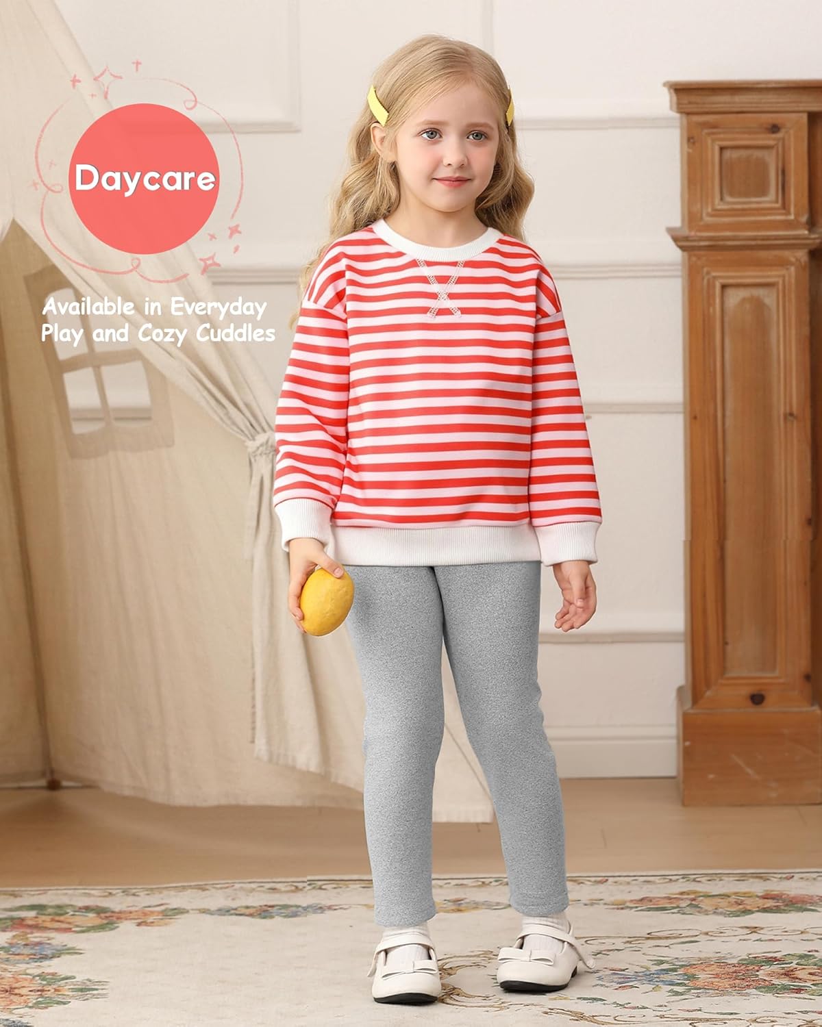 Jecson Toddler Girl Clothes Set: Soft Stretch 3pcs Outfits Colorful Striped Sweatshirt & Leggings Cute Fall Home School 2-8Y - Image 2