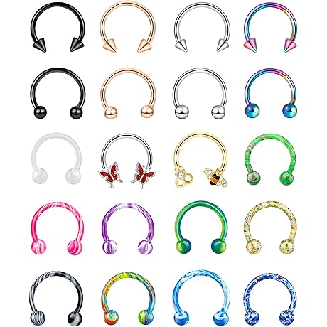 20 Gauge Septum Nose Piercing Lip Rings and Earring Jewelry for Women and Men
