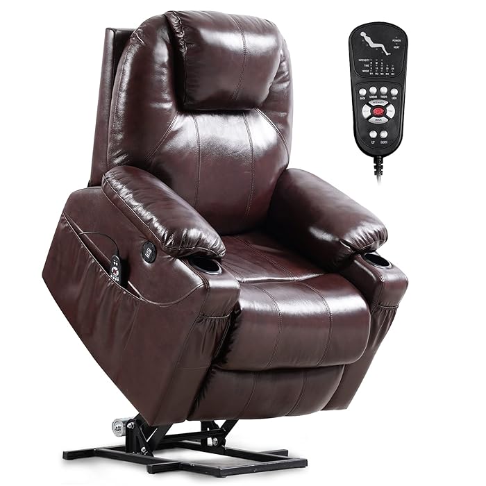 Buy KIMOHOME Genuine Leather Power Lift Recliner Chairs for Elderly
