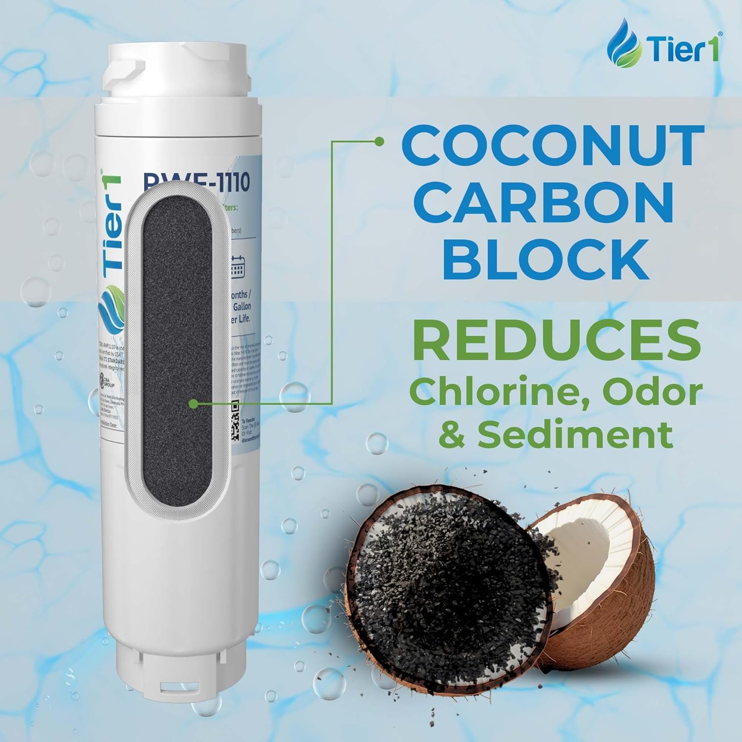 Tier1 RWF1110 9000 077104 Refrigerator Water Filter | Replacement for Bosch 644845, REPLFLTR10, UltraClarity, 11034152 Fridge Filter - Up to 12 Months Supply | Easy Install | Odor Control (2-pk)
