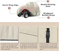 Vista 3 de Porch Shield Cubierta resistente para tractor de césped de poliéster 600D, resistente al agua, cubierta universal para cortacésped