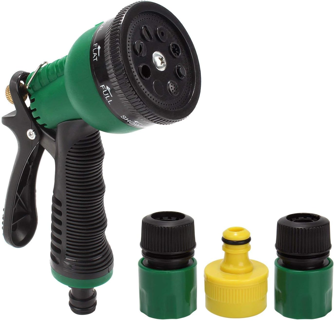 TAGPR Garden Hose Nozzle Spray Nozzle 8 Adjustable Watering Patterns Jet Mist Shower Flat Full Center Cone Angel Water Sprayer Settings Rear Trigger Design Suitable for Watering (Hose Nozzel)