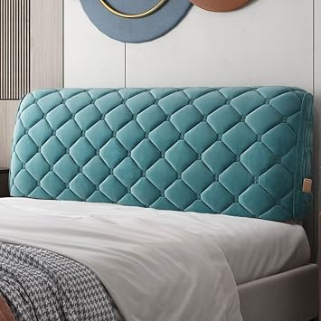 EFELIM Thicken Bed Headboard Slipcover, Quilted Bed Headboard Cover for Queen Full King Size Bed Velvet Upholstered Headboard Dustproof Protector Cover Blue,Cal King180cm/71in