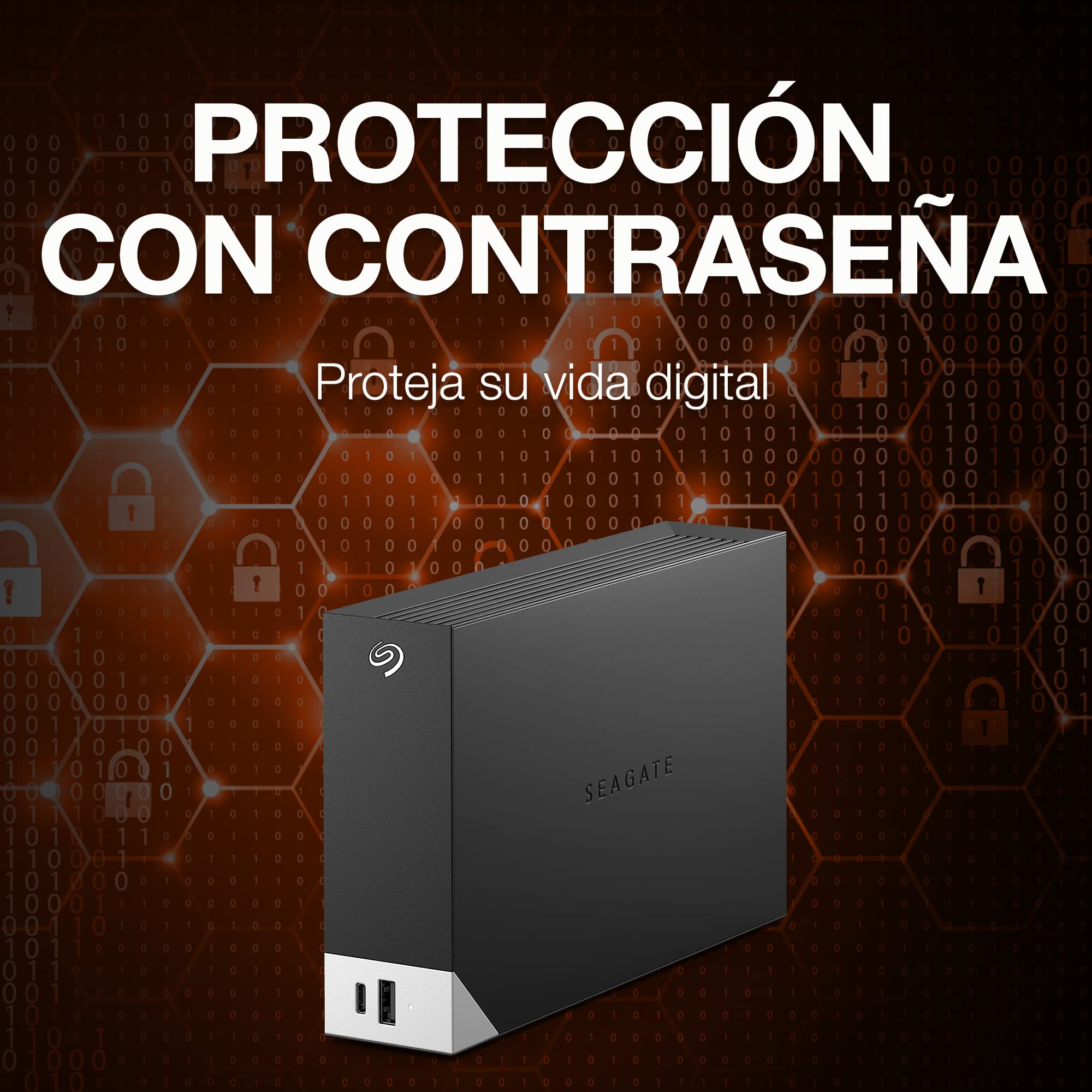 Seagate One Touch Hub 10 TB, Unidad De Disco Duro Externo, USB-C, USB 3.0, para ordenadores de sobremesa, portátiles y Mac, Servicios Rescue (STLC10000400)