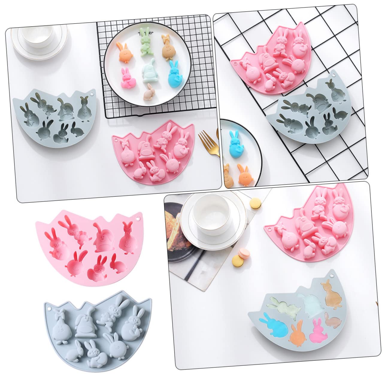 Amosfun 3 Juegos Molde Para Hornear Conejo Chocolatinas Chocolates Budín Moldes De Gomitas De Frutas Moldes Para Panqueques De Halloween Molde De Pastel Con Tema De Pascua 2 Piezas * 3