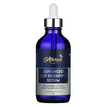 Allurials 5% Minoxidil for Men and Women Hair Growth Oil, Biotin Serum, Hair Regrowth Treatment for Scalp and Hair Loss 4 Fl Oz