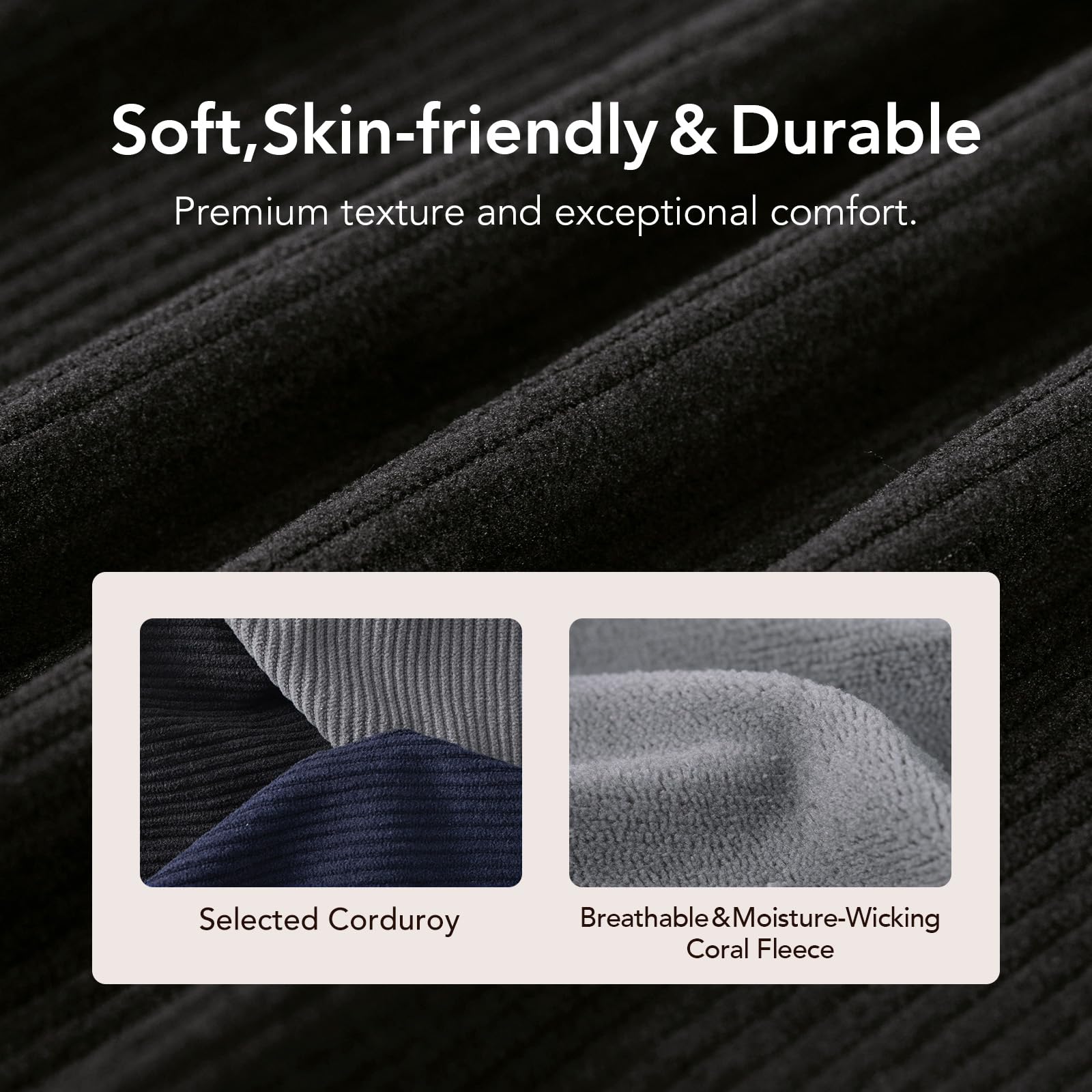 VeraCosy Pantoufles pour hommes confortables à enfiler en velours côtelé avec mousse à mémoire de forme, chaussons d'intérieur