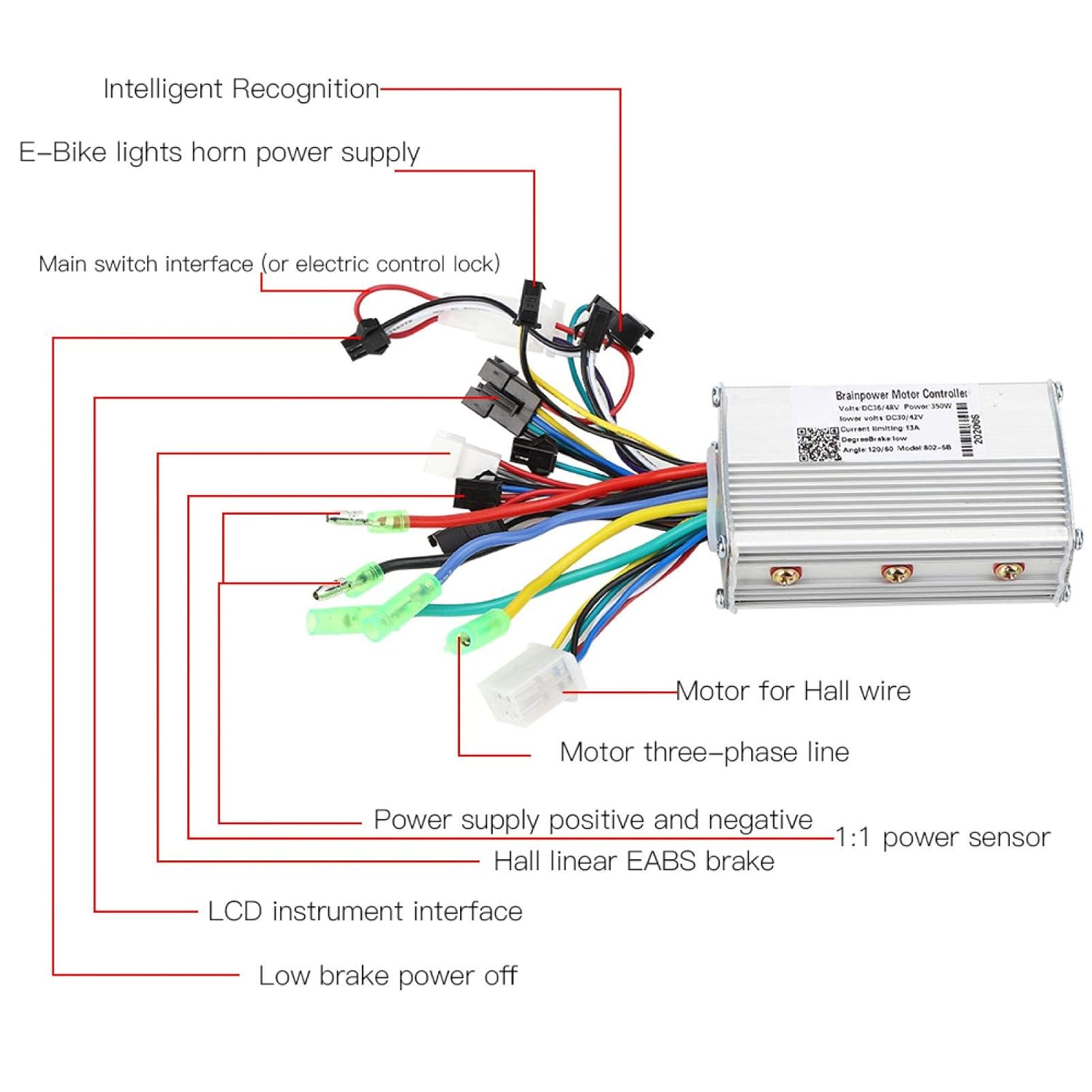 Motor Brushless Controller for Scooter Bike E-Bike, 36V-48V Universal Electric Bicycle DC Motor Controller with LCD Display, with Bicycle Throttle Handle(Pair)